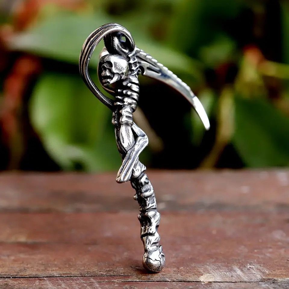 Jewelry Sickle Skull Skeleton Pendant Necklaces Size ONE SIZE - 2 Thumbnail