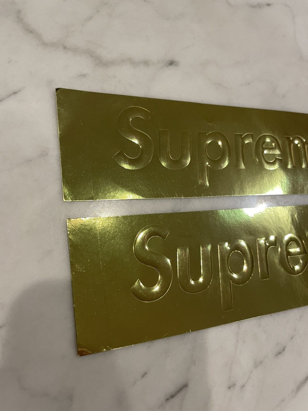 Supreme 2x Supreme Embossed Metallic Gold Box Logo Sticker Size ONE SIZE - 3 Thumbnail