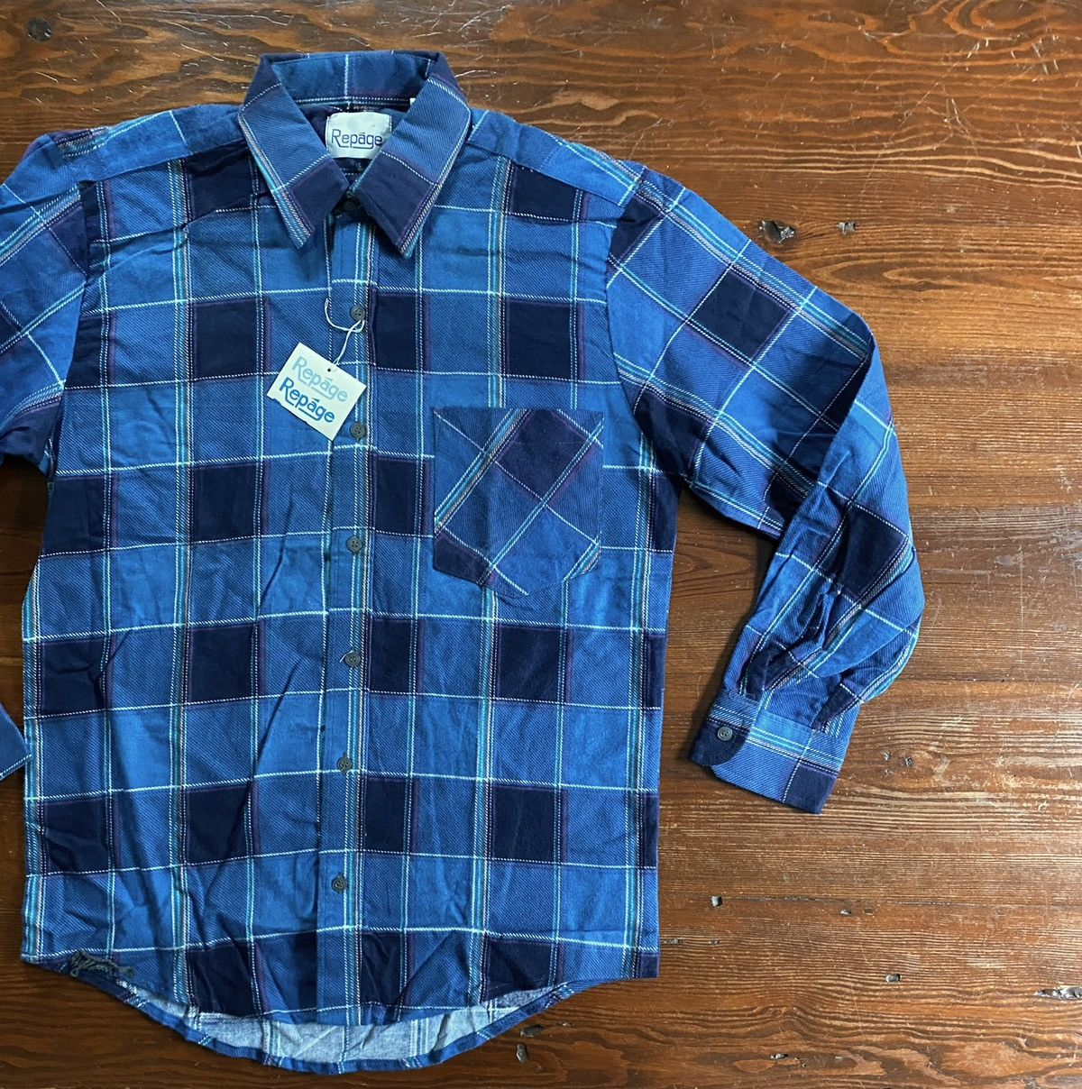 Flannel × Vintage Vintage NWT 80’s Repage Thin Flannel Button Up Size US M / EU 48-50 / 2 - 1 Thumbnail