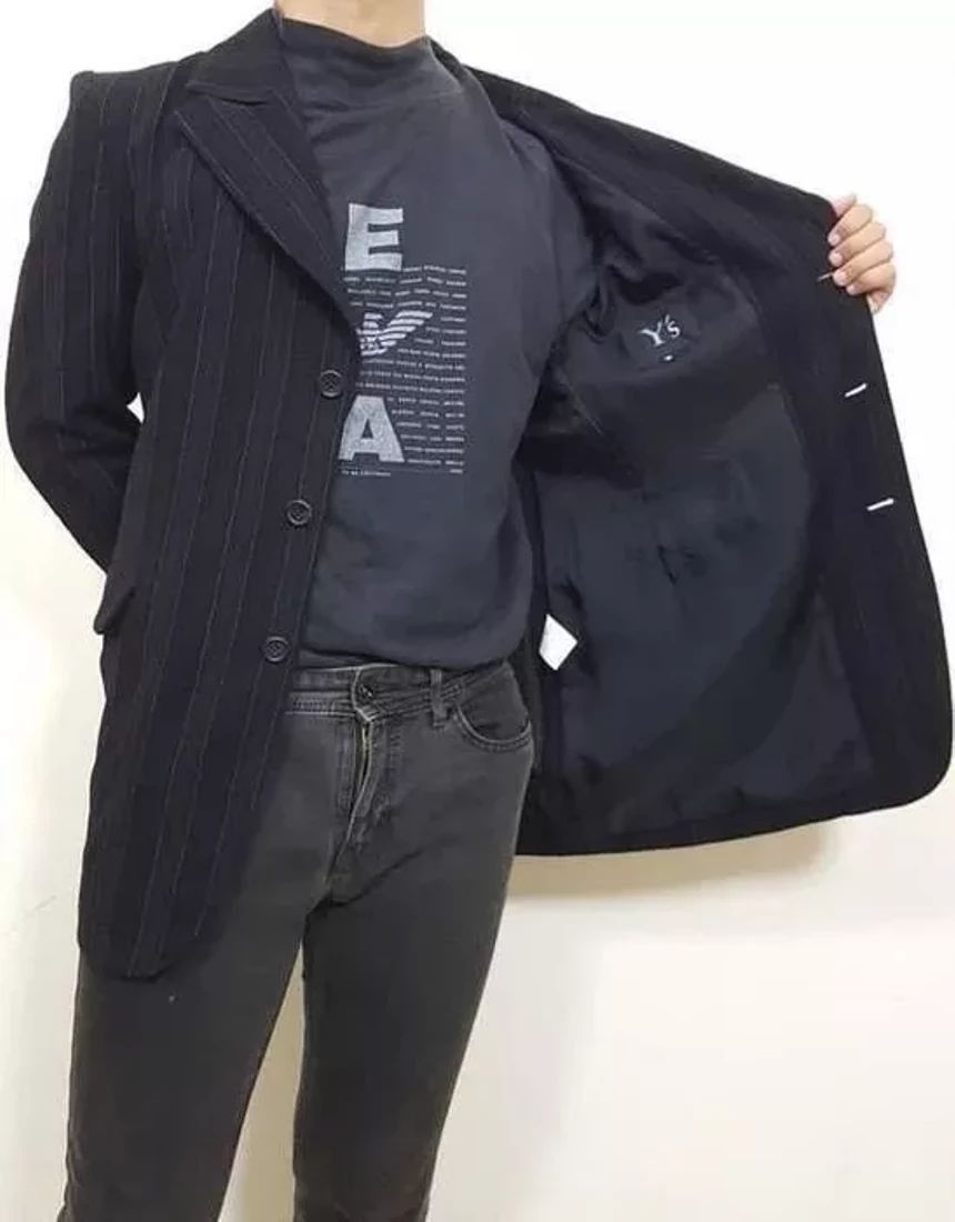 Yohji Yamamoto Vintage 90s Archived Y's Wool Pin Striped Vertical Size US M / EU 48-50 / 2 - 2 Thumbnail