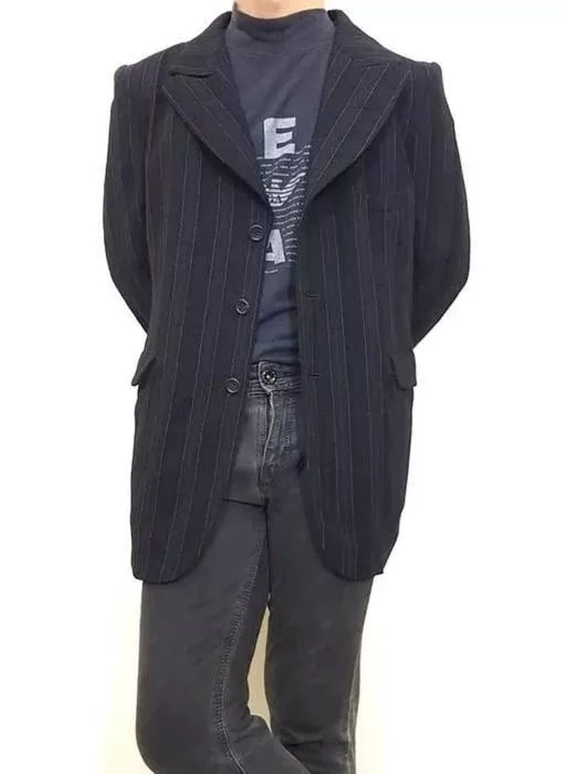 image of Yohji Yamamoto x YS For Men Vintage 90's Archived Y's Wool Pin Striped Vertical in Black (Size Medi