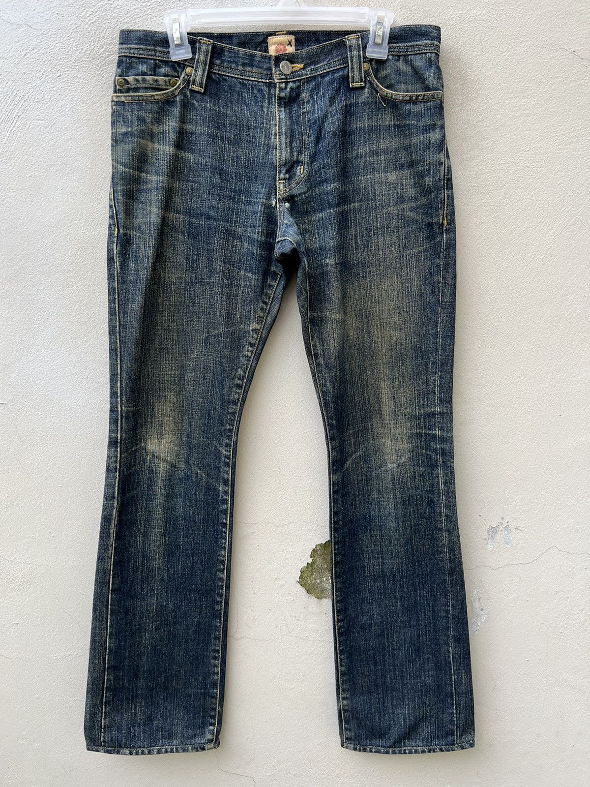 SOMET Vintage SOMET Japan Sun Fade Mud Denim Flare Jeans Size US 31 - 6 Thumbnail