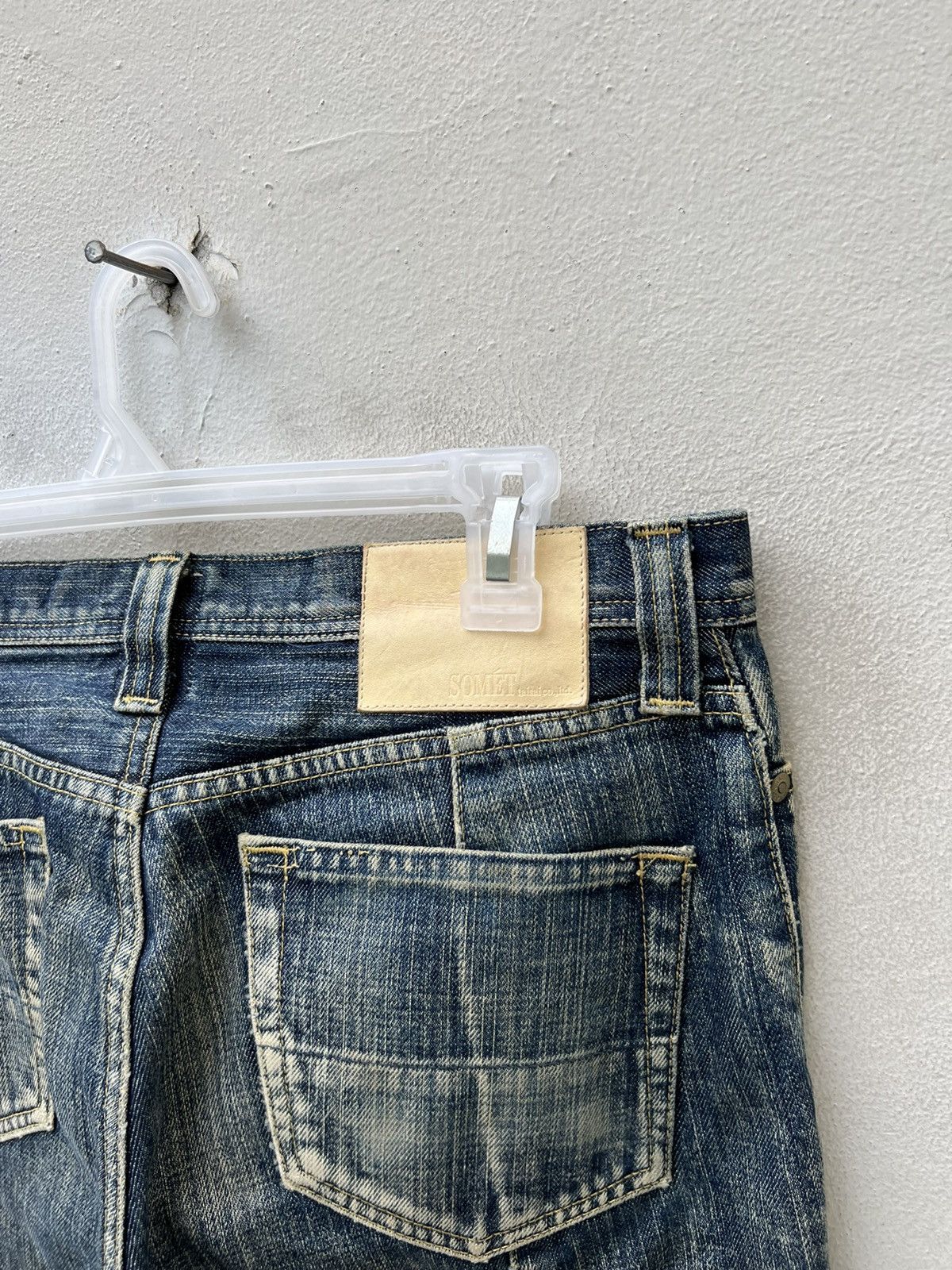 SOMET Vintage SOMET Japan Sun Fade Mud Denim Flare Jeans Size US 31 - 20 Thumbnail