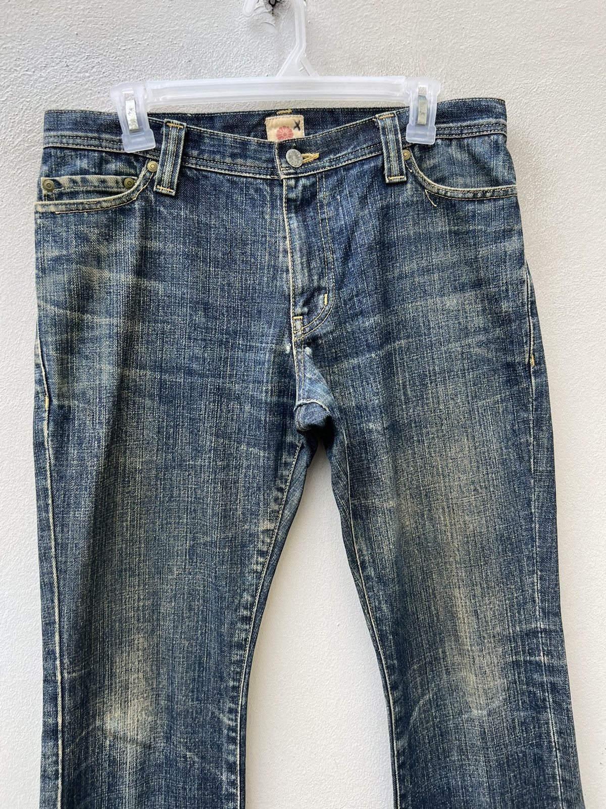 SOMET Vintage SOMET Japan Sun Fade Mud Denim Flare Jeans Size US 31 - 7 Thumbnail