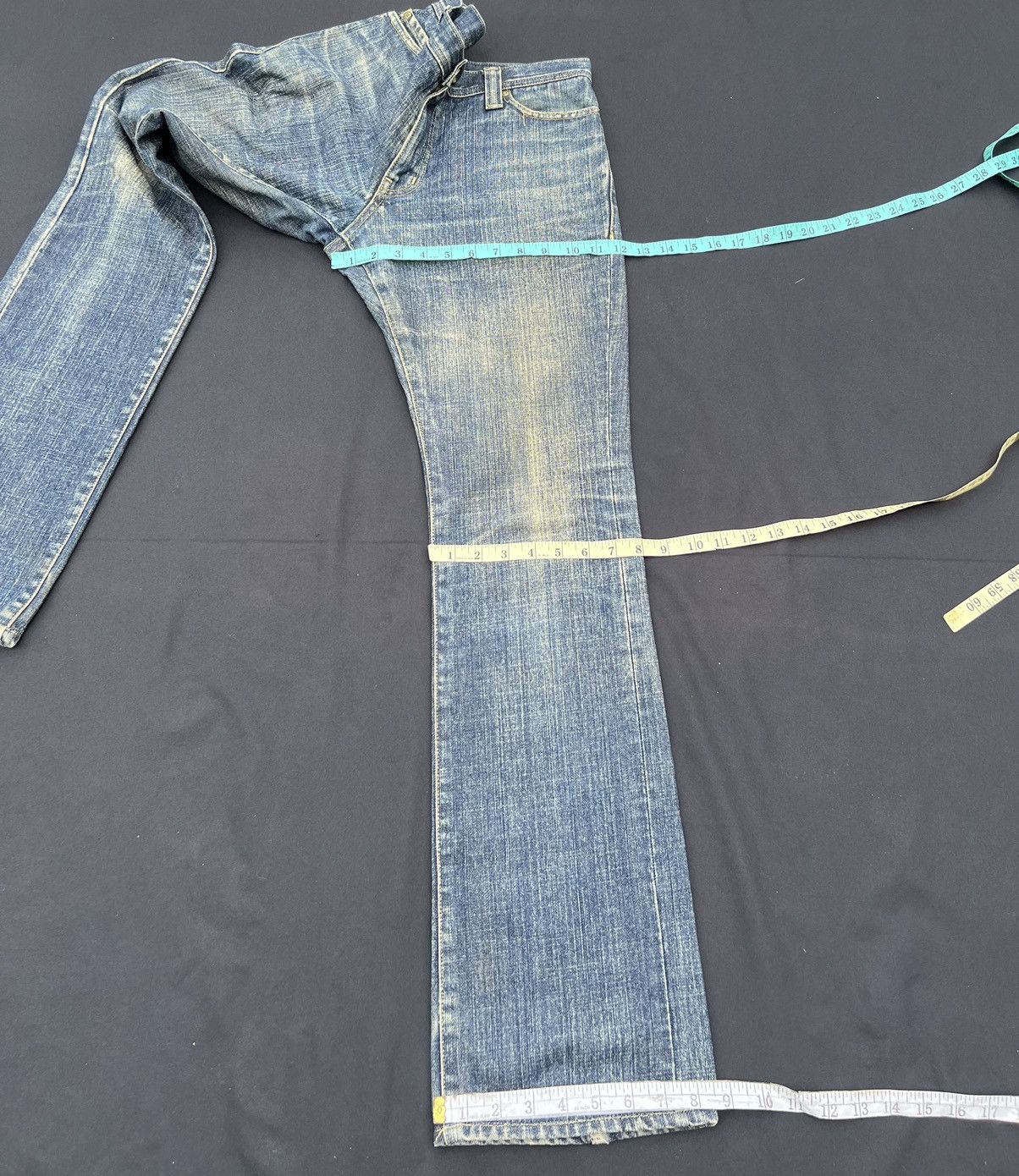 SOMET Vintage SOMET Japan Sun Fade Mud Denim Flare Jeans Size US 31 - 3 Thumbnail