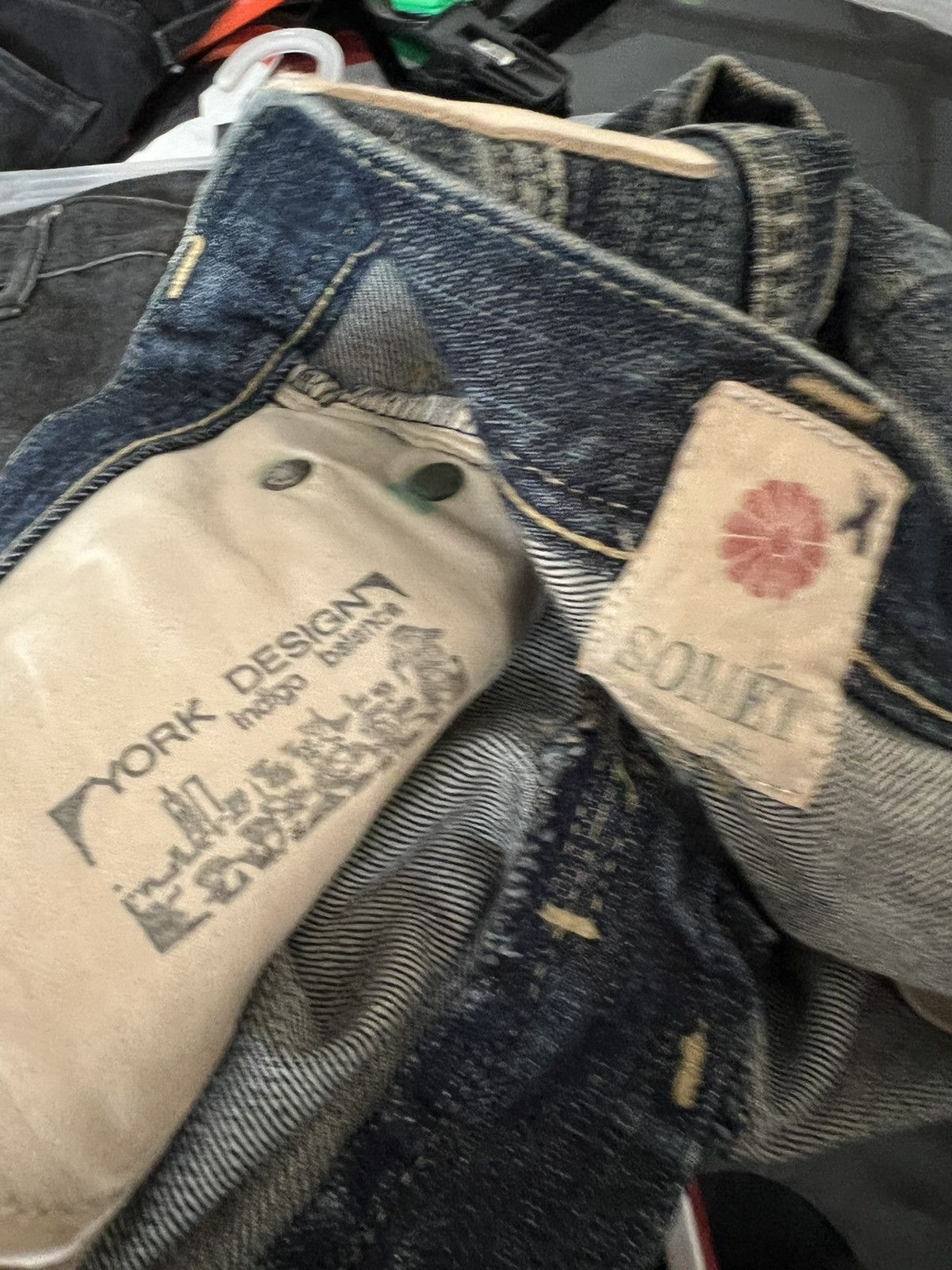 SOMET Vintage SOMET Japan Sun Fade Mud Denim Flare Jeans Size US 31 - 22 Thumbnail