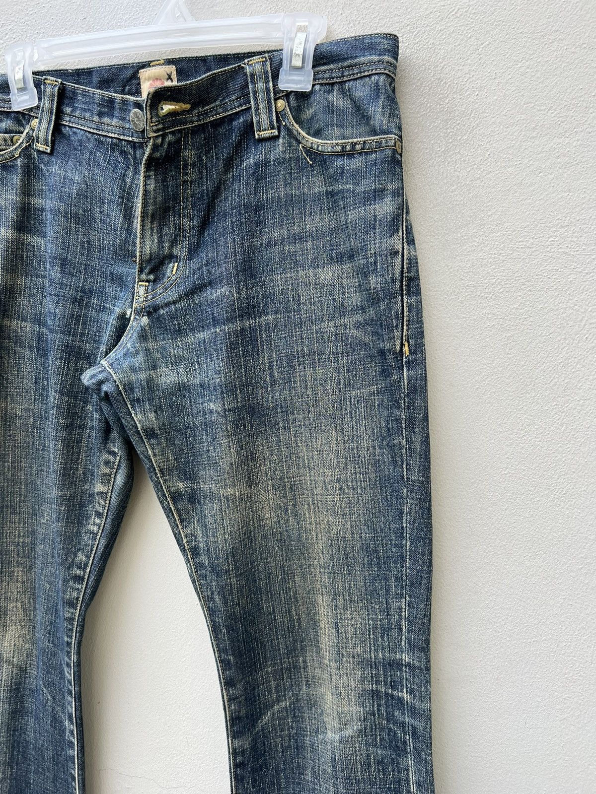 SOMET Vintage SOMET Japan Sun Fade Mud Denim Flare Jeans Size US 31 - 12 Thumbnail