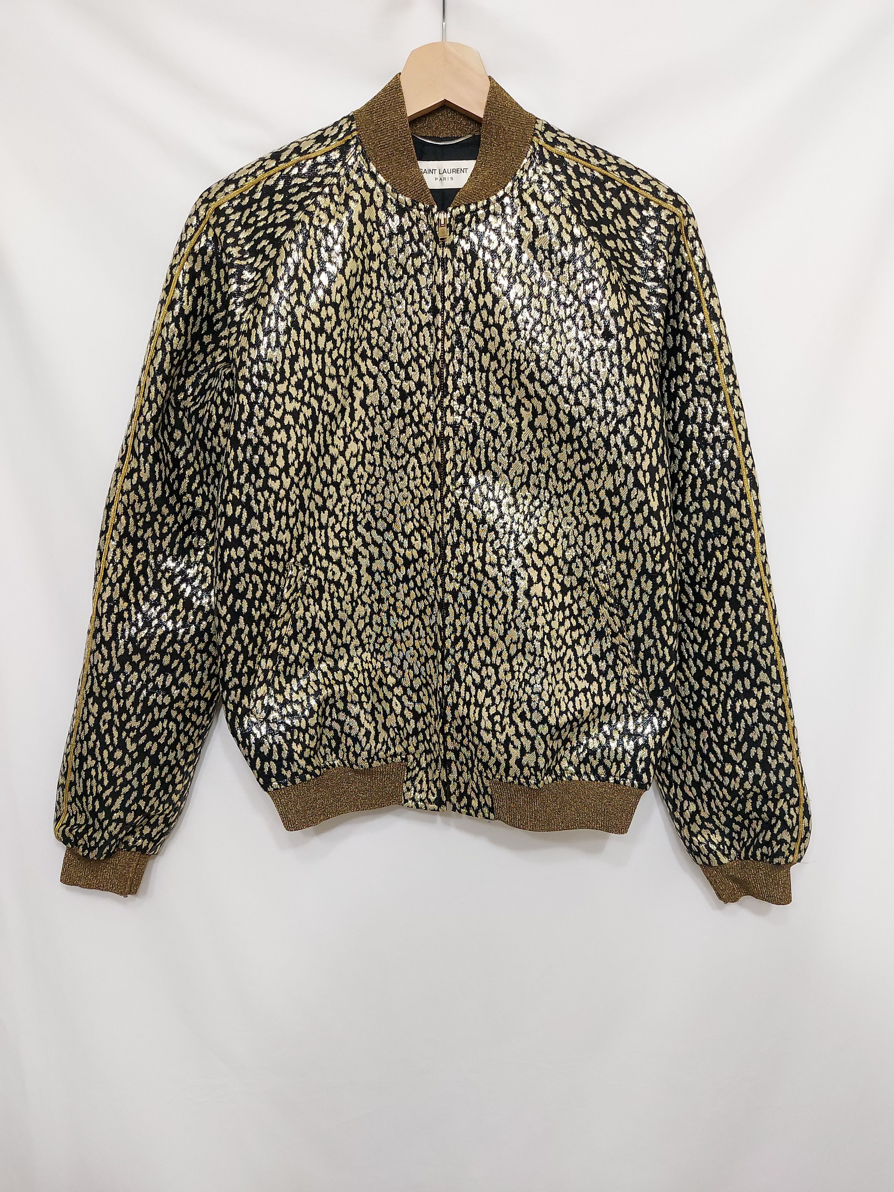 image of Hedi Slimane x Saint Laurent Paris Ss15 Golden Leopard Baby Cat Teddy Bomber Jacket (Size Small)