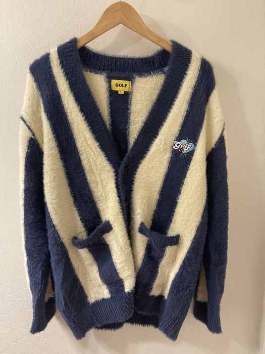 STRIPED MOHAIR CARDIGAN by GOLF WANG-