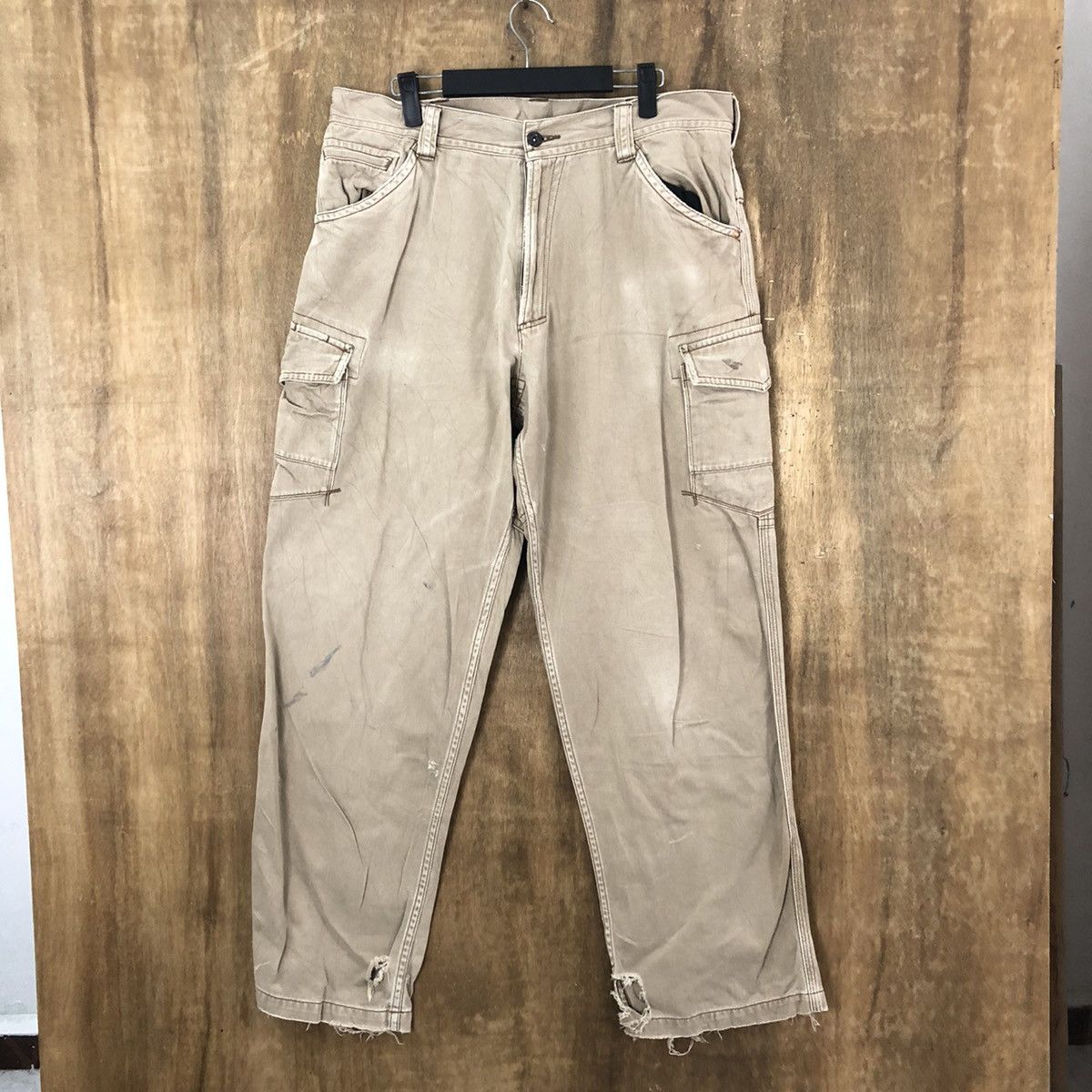 image of Distressed Denim Vice United Brown Cargo Multipocket Pants 6244, Men's (Size 33)