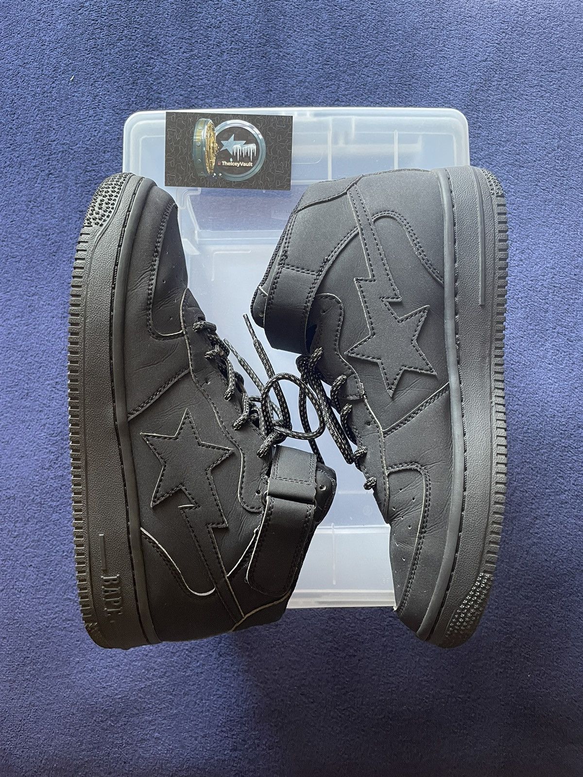 image of Bape Black/black Nubuck Hi Top Bapestas Shoes, Men's (Size 9)