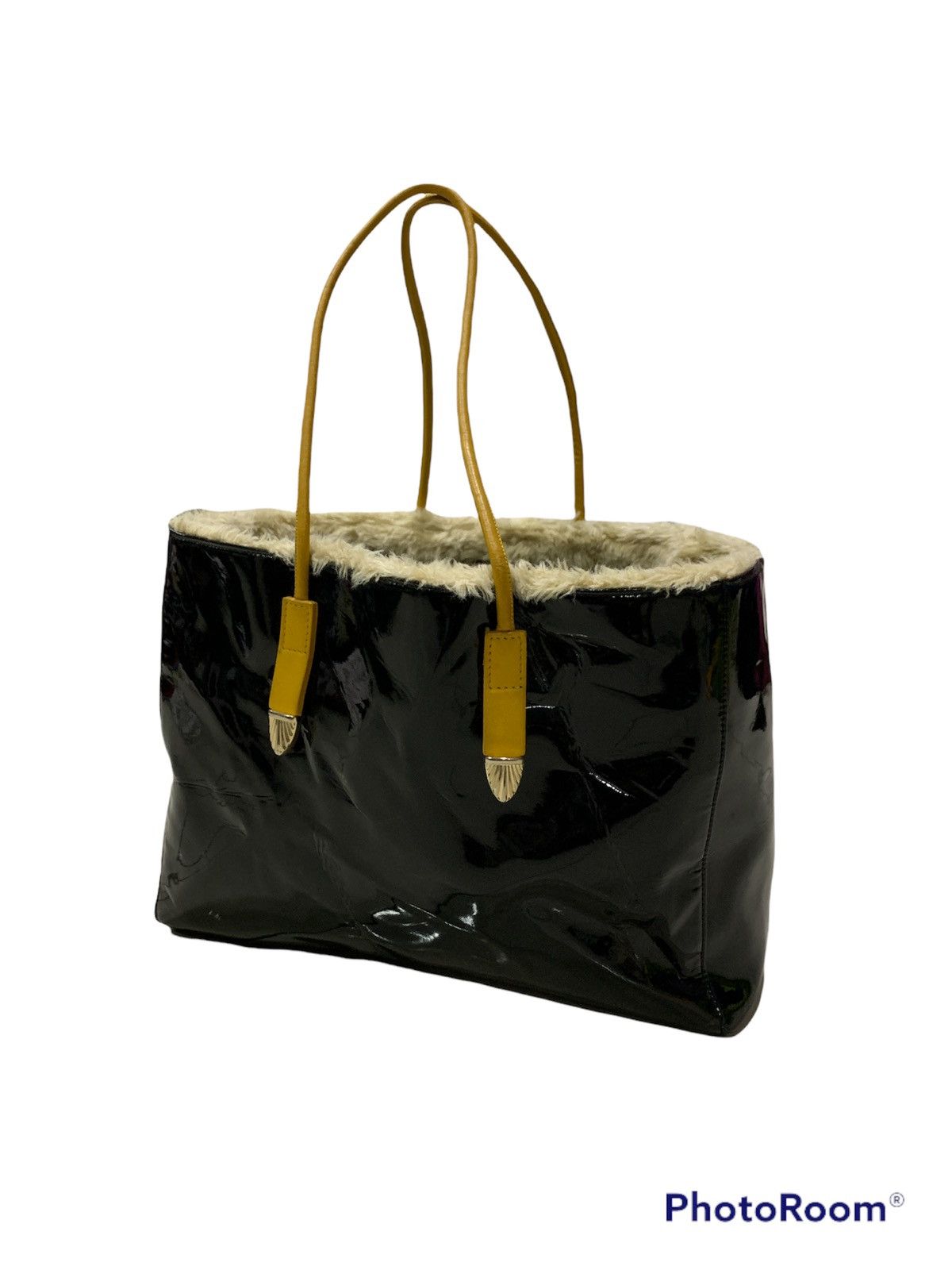 Pre-owned Toga Virilis Archives Sherpa Lining Tote Bag In Black