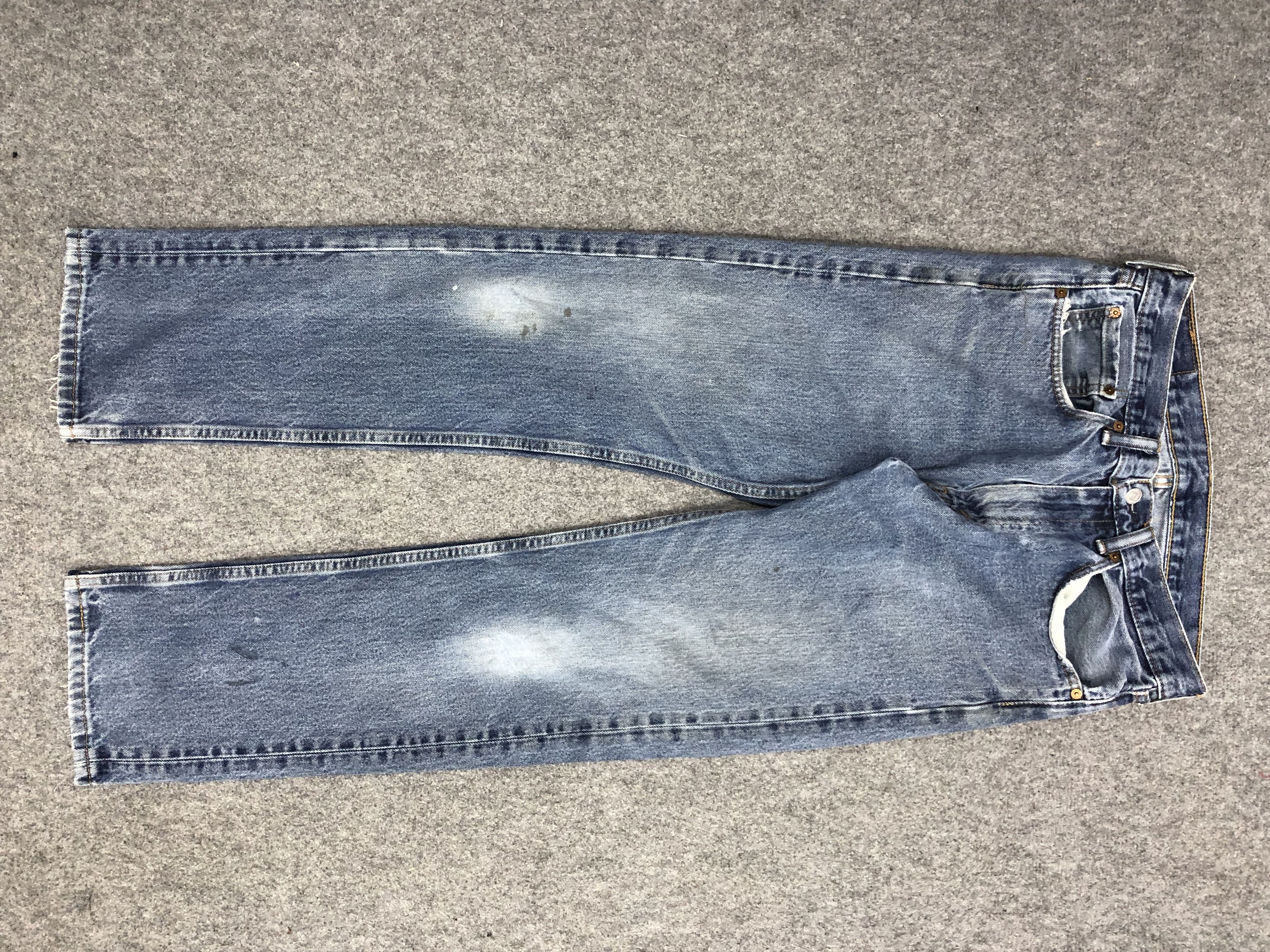 image of Levis 505 Faded Blue Jeans in Blue Denim, Men's (Size 44)