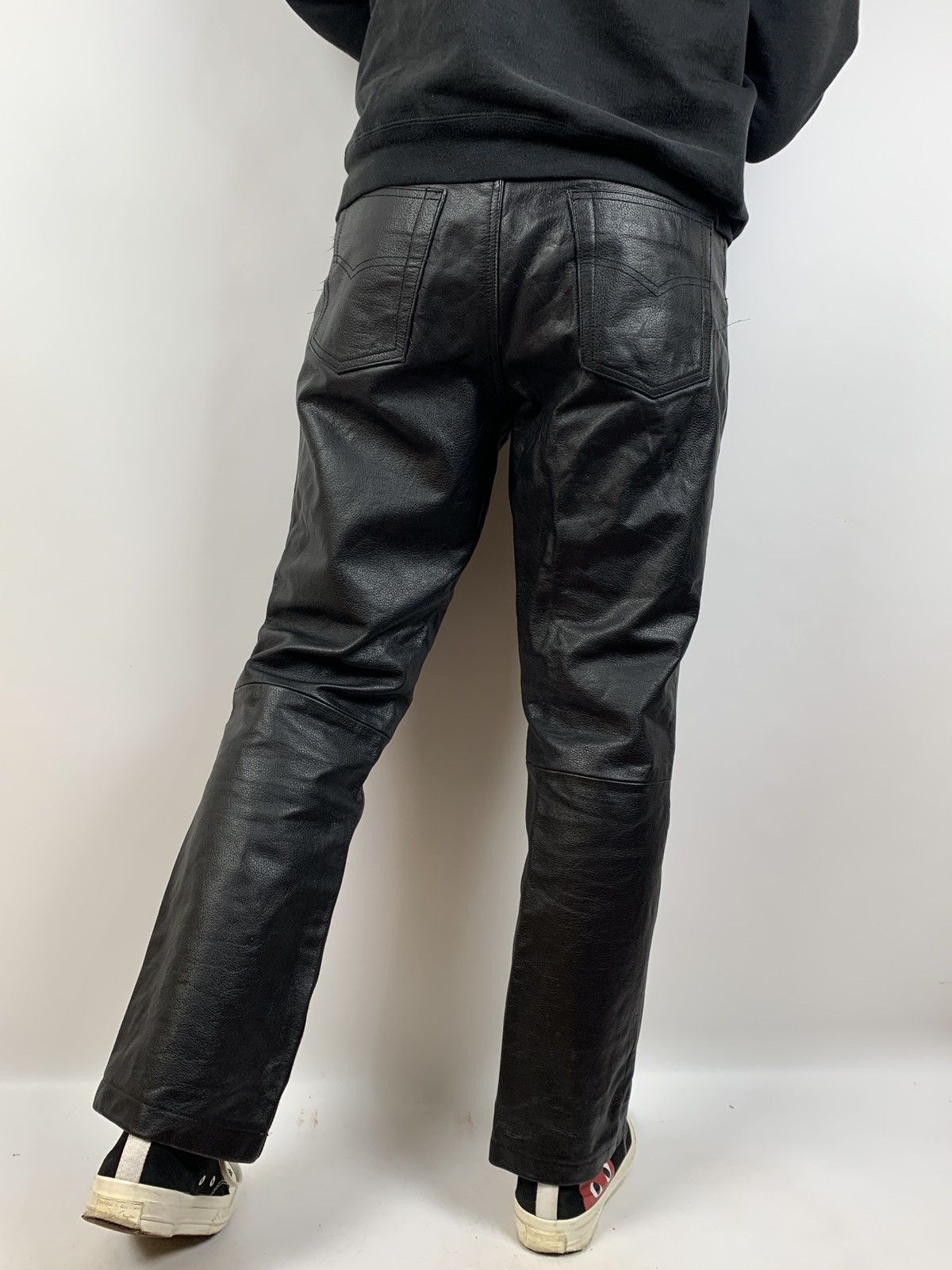 Vintage Genuine Leather Biker Pants Travis Scott Style