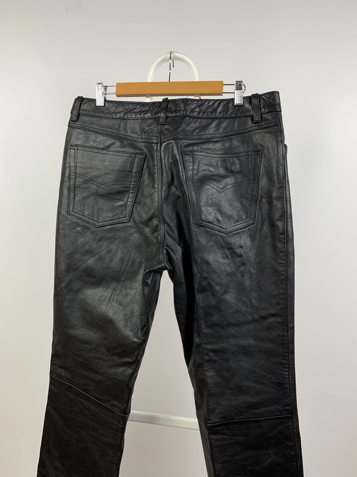 Vintage Genuine Leather Biker Pants Travis Scott Style