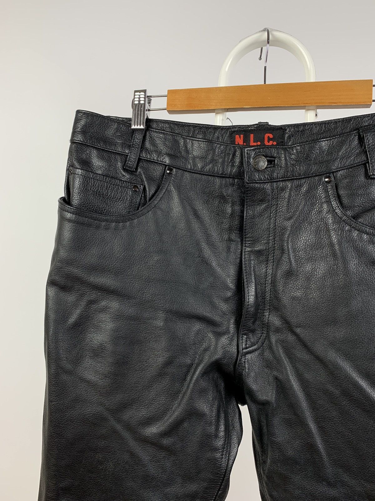 Vintage Genuine Leather Biker Pants Travis Scott Style