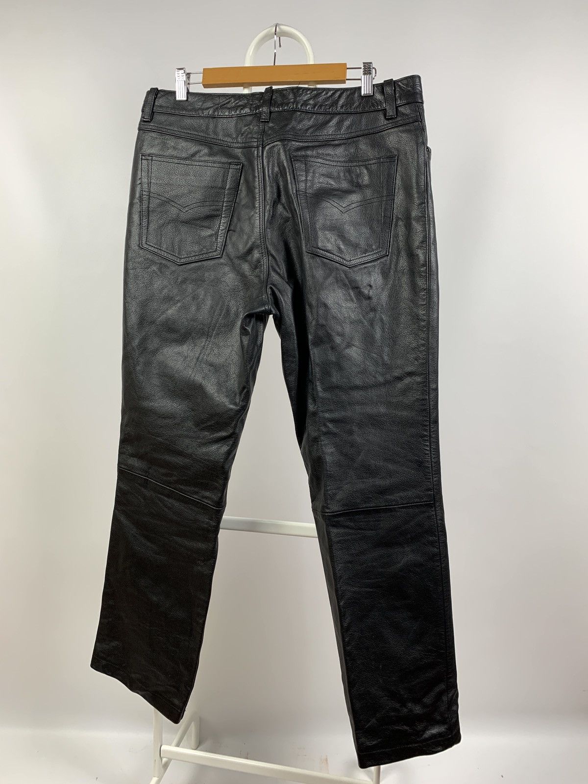 Vintage Genuine Leather Biker Pants Travis Scott Style