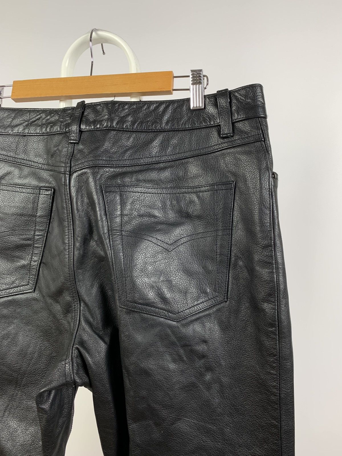 Vintage Genuine Leather Biker Pants Travis Scott Style