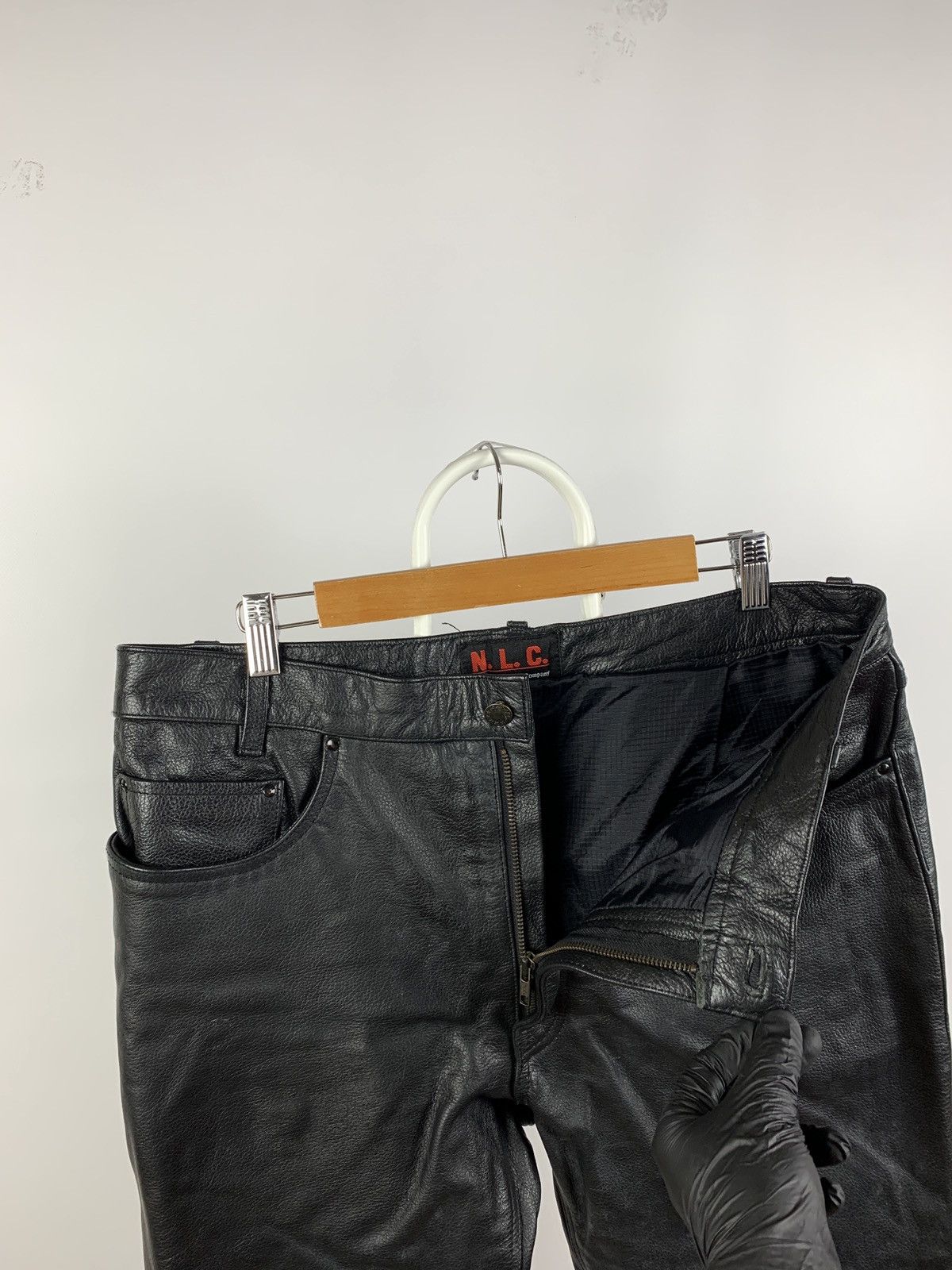 Vintage Genuine Leather Biker Pants Travis Scott Style