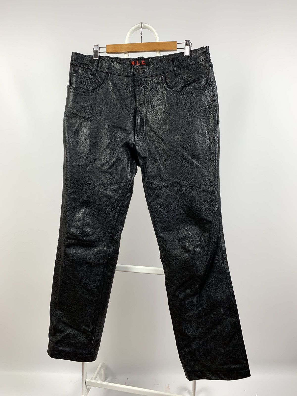 Vintage Genuine Leather Biker Pants Travis Scott Style