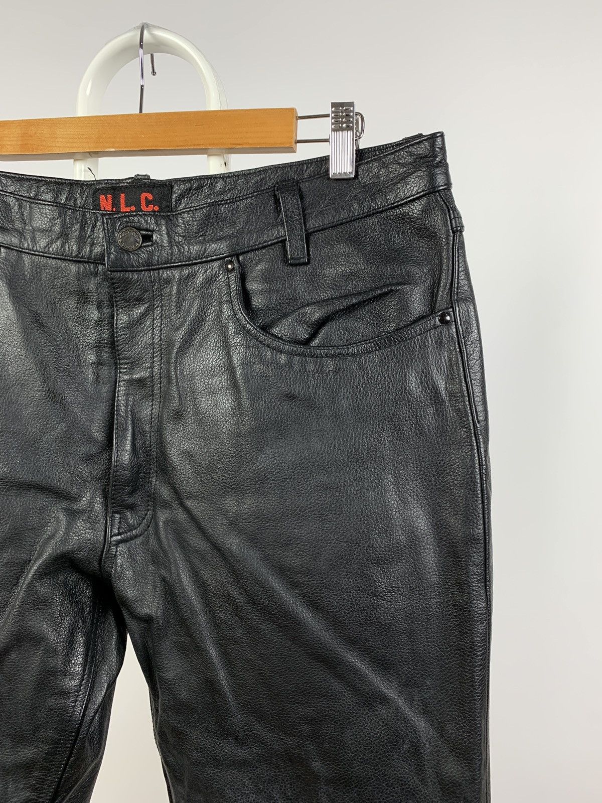 Vintage Genuine Leather Biker Pants Travis Scott Style