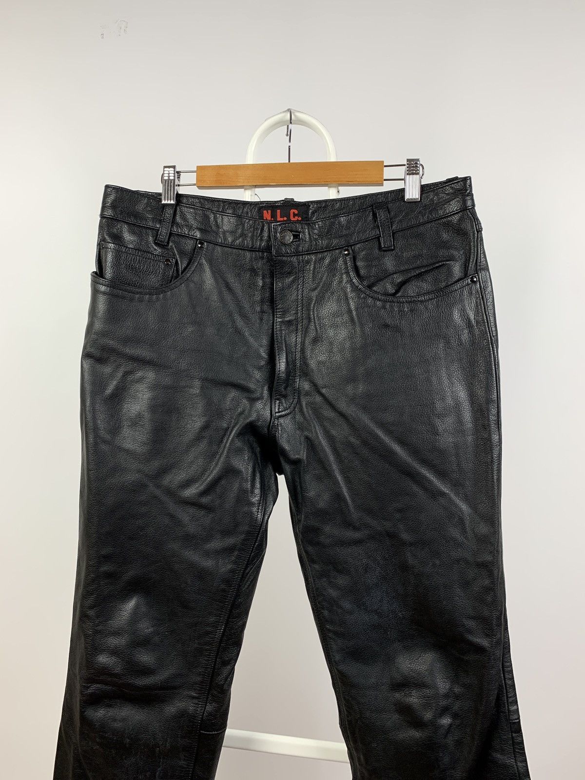 Vintage Genuine Leather Biker Pants Travis Scott Style