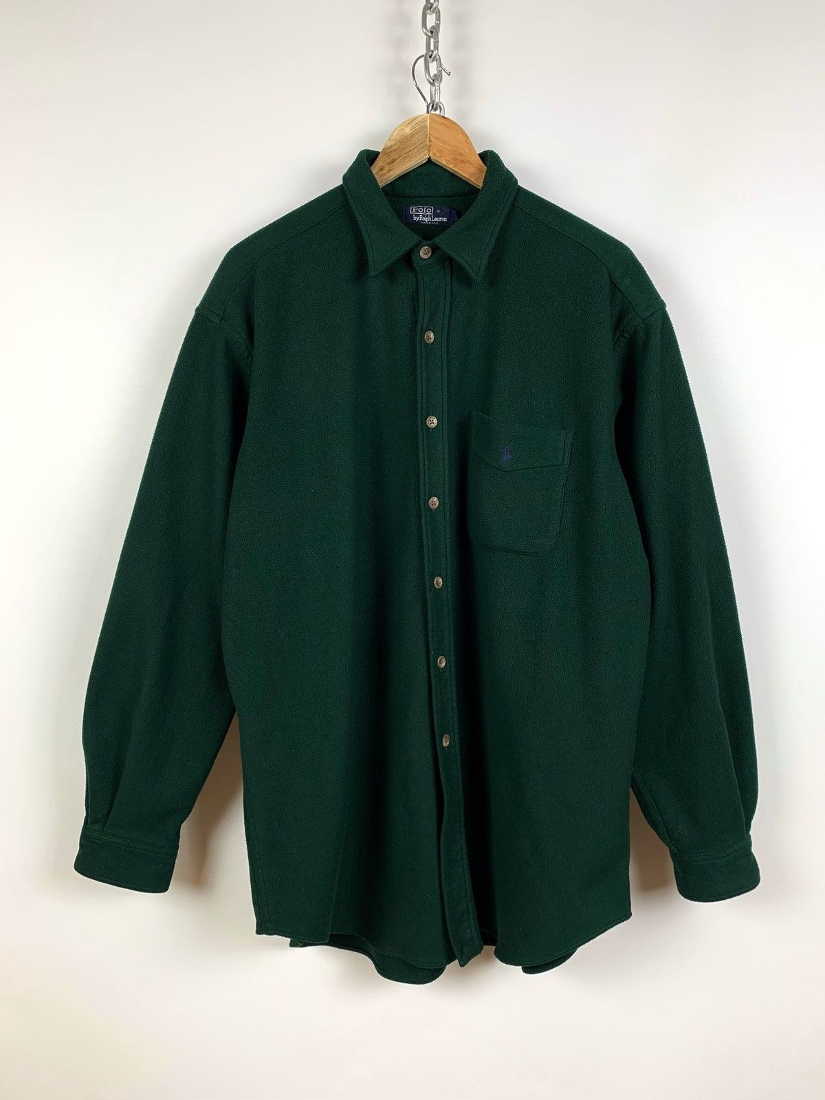 Polo Ralph Lauren Vintage Polo Ralph Lauren Green Fleece Shirt Made in USA Size US XL / EU 56 / 4 - 1 Thumbnail
