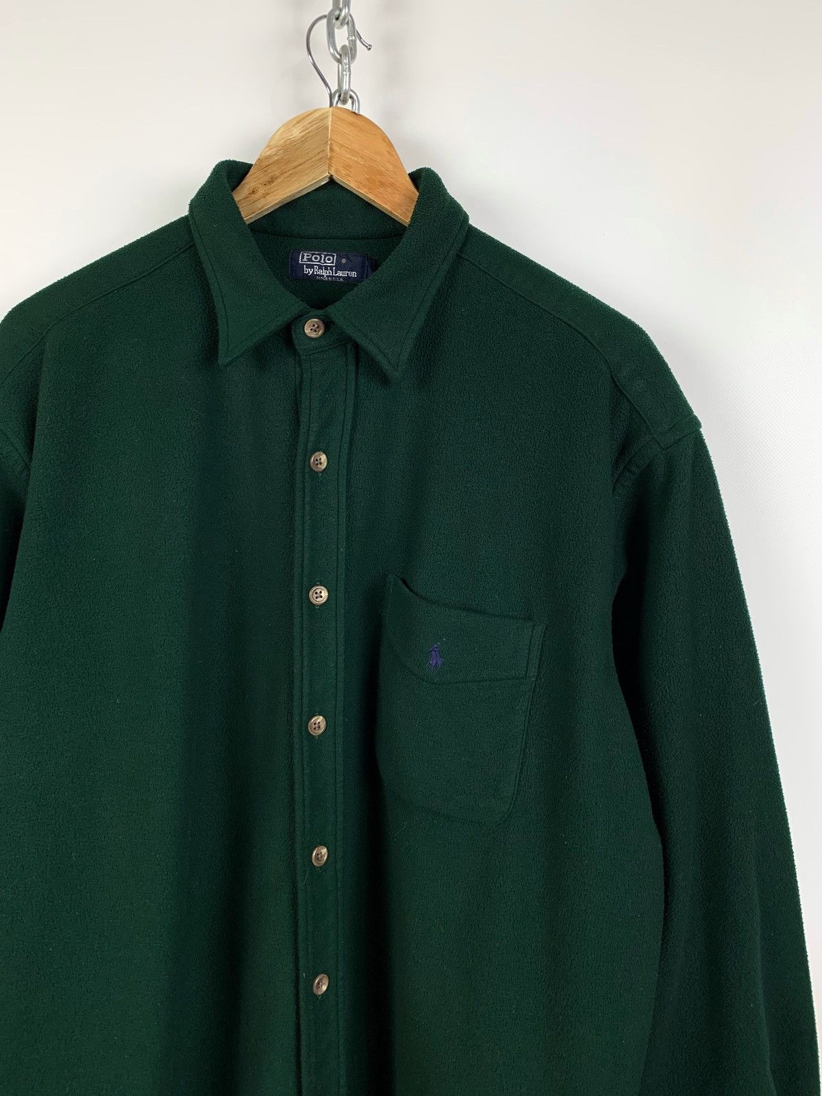 Polo Ralph Lauren Vintage Polo Ralph Lauren Green Fleece Shirt Made in USA Size US XL / EU 56 / 4 - 4 Thumbnail