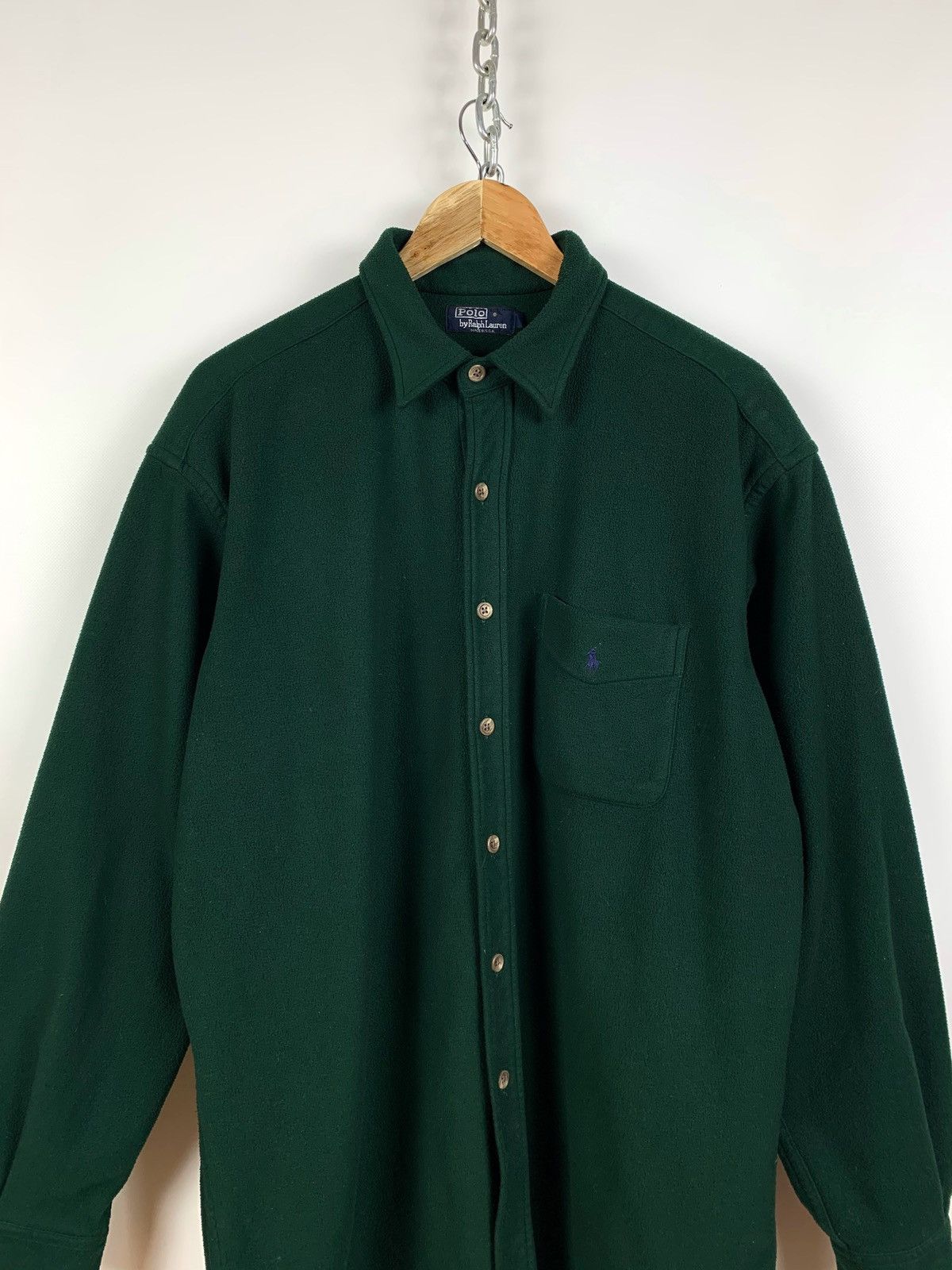 Polo Ralph Lauren Vintage Polo Ralph Lauren Green Fleece Shirt Made in USA Size US XL / EU 56 / 4 - 3 Thumbnail