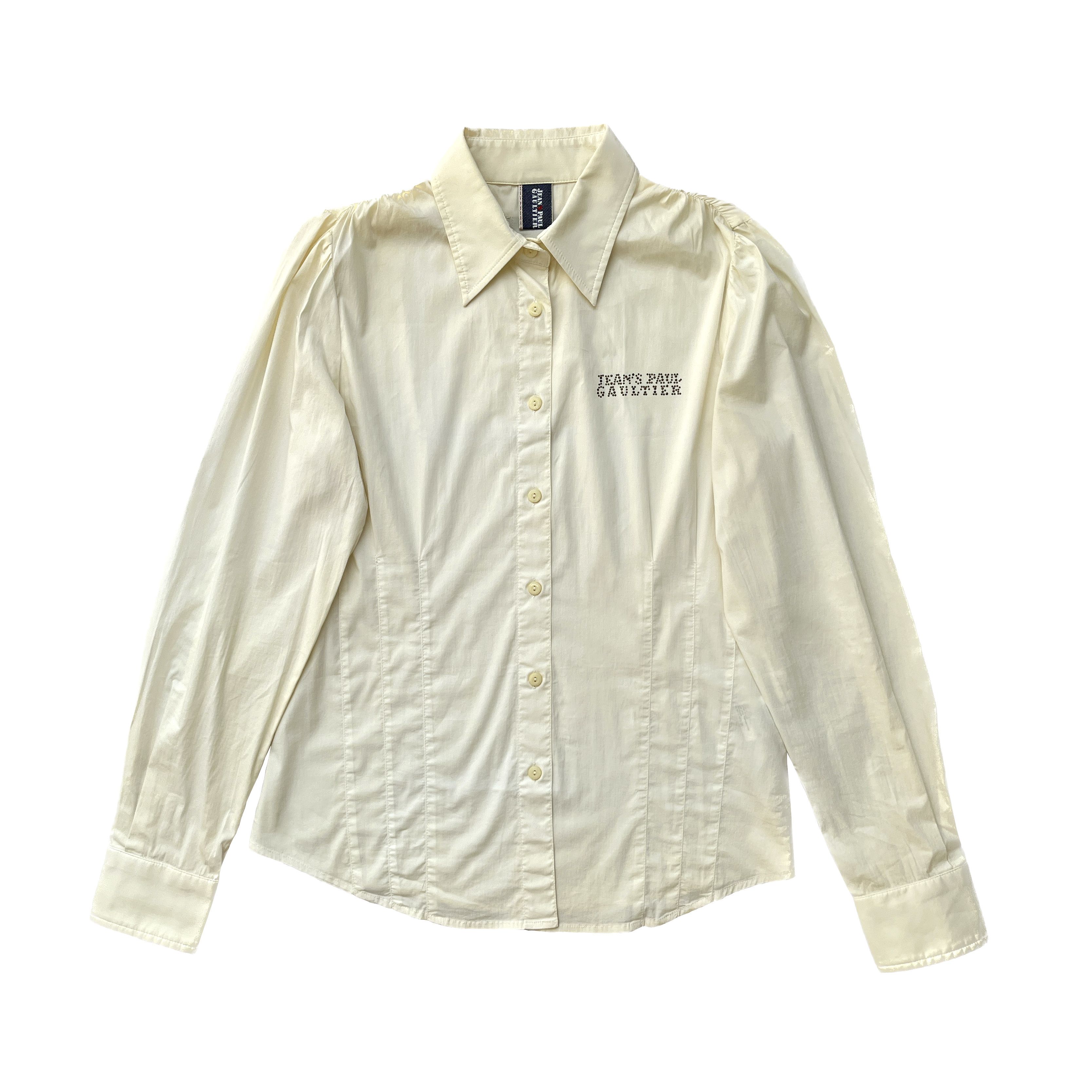 Jean Paul Gaultier ⚡️QUICK SALE⚡️ Jean Paul Gaultier Ivory Logo Fitted Shirt Size M / US 6-8 / IT 42-44 - 1 Thumbnail