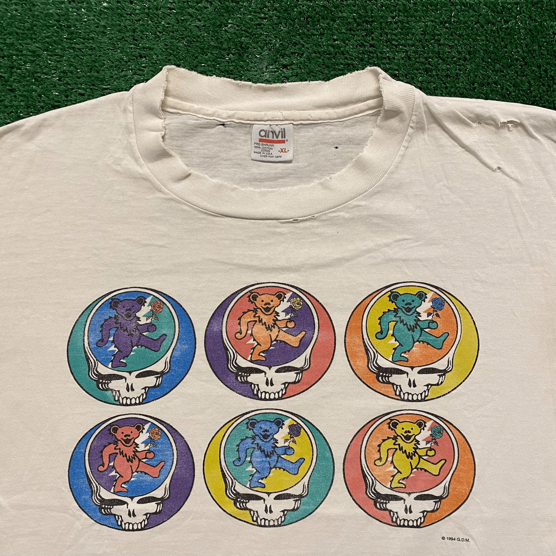 Grateful Dead Crazy Vintage 90s Grateful Dead Stealie Skulls Band T-Shirt Size US XL / EU 56 / 4 - 2 Thumbnail