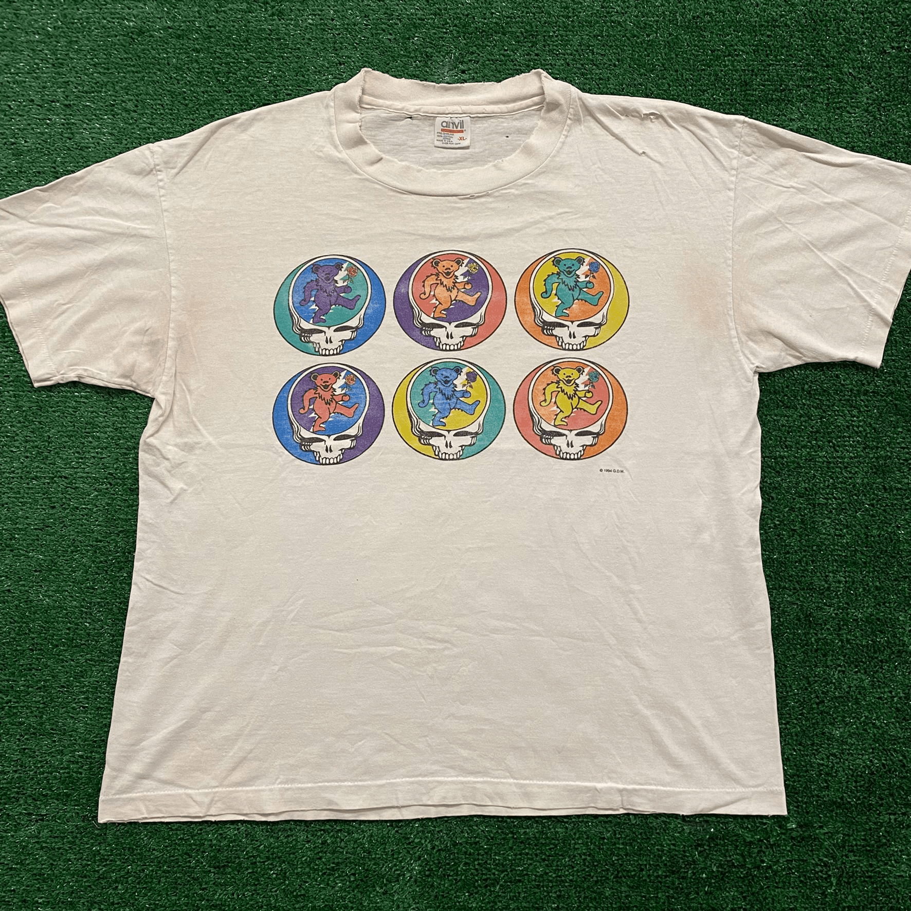 Crazy Vintage 90s Grateful Dead Stealie Skulls Band T-Shirt