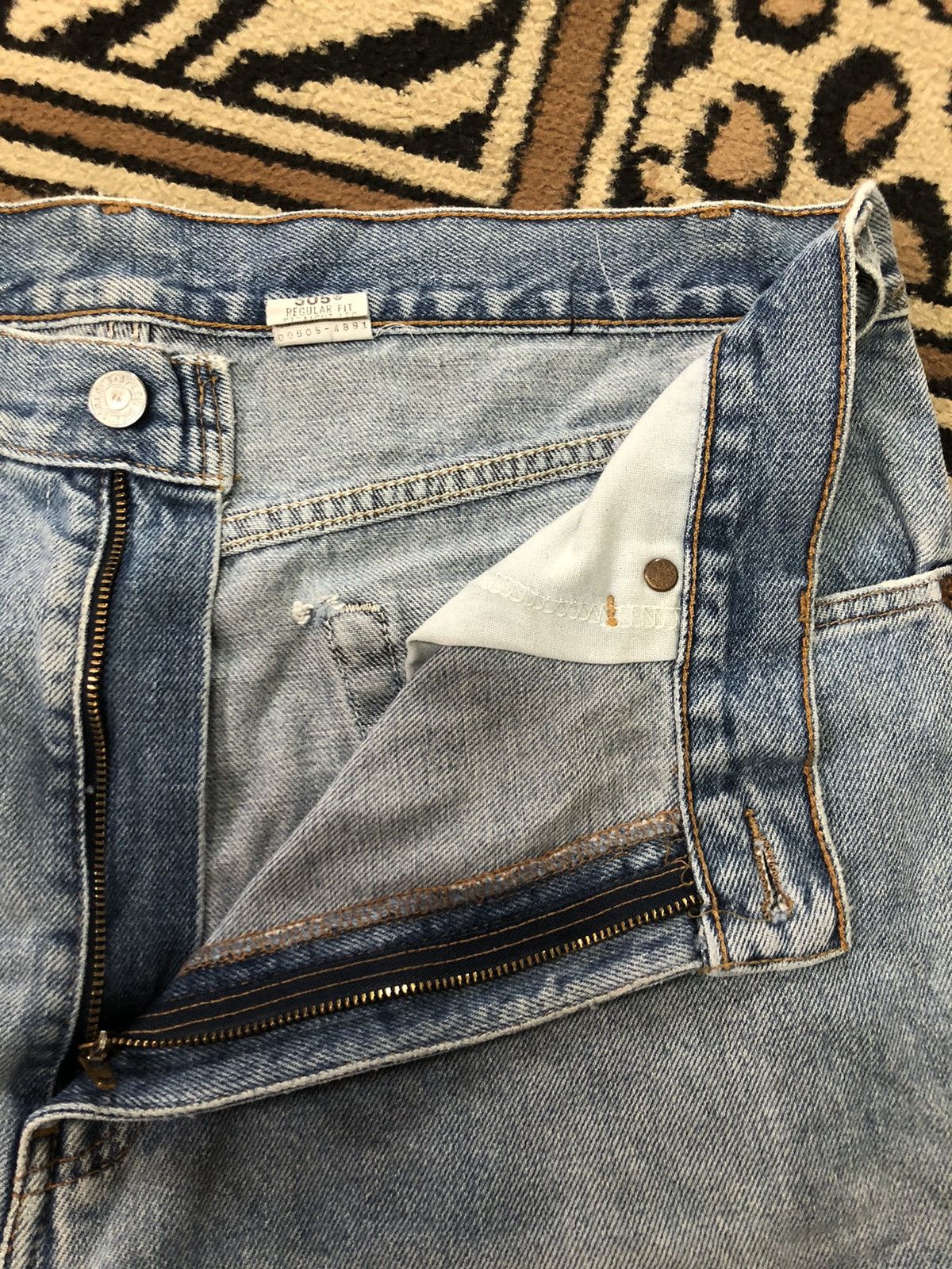 Levi's × Vintage VINTAGE90s LEVIS 505 REGULAR FIT STRAIGH LEG BLUE WASH DENI Size US 34 / EU 50 - 4 Thumbnail