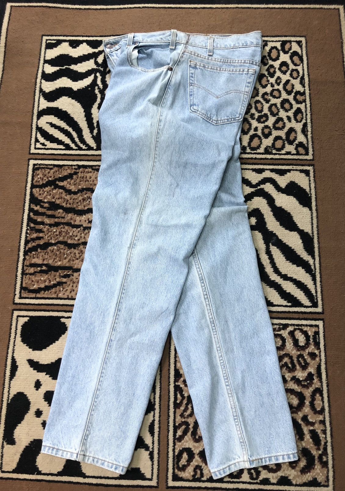 Levi's × Vintage VINTAGE 90s LEVIS BROWN TAB BLUE WASH DENIM Size US 33 - 12 Thumbnail
