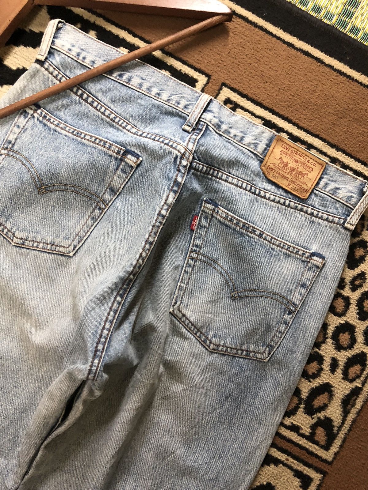 Levi's Vintage Clothing × Vintage VINTAGE 90s LEVIS 503 LIGHT BLUE WASH DISTRESSED DENIM Size US 33 - 9 Thumbnail