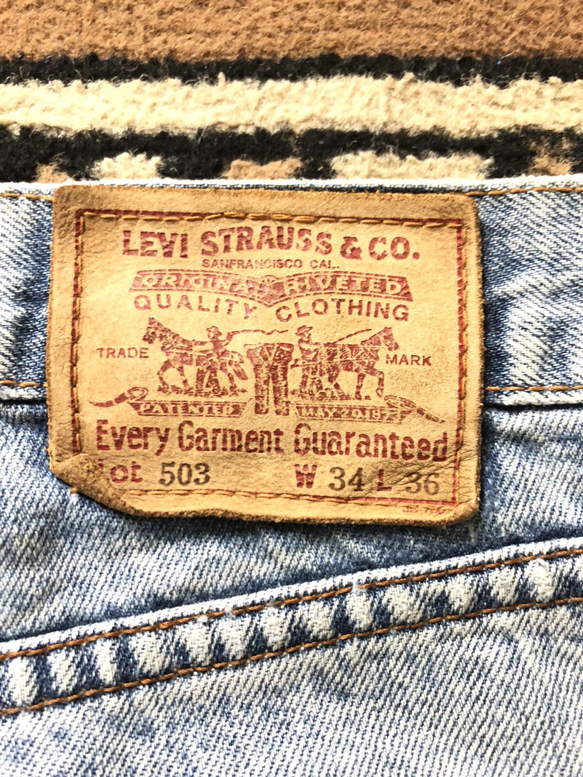 Levi's Vintage Clothing × Vintage VINTAGE 90s LEVIS 503 LIGHT BLUE WASH DISTRESSED DENIM Size US 33 - 11 Thumbnail