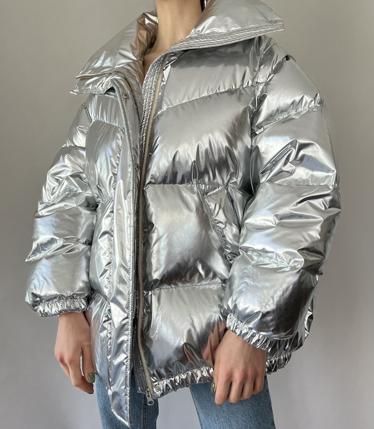 image of Runway 2 In 1 Mm6 X Maison Margiela Puffer Jacket in Silver, Women's (Size XS)