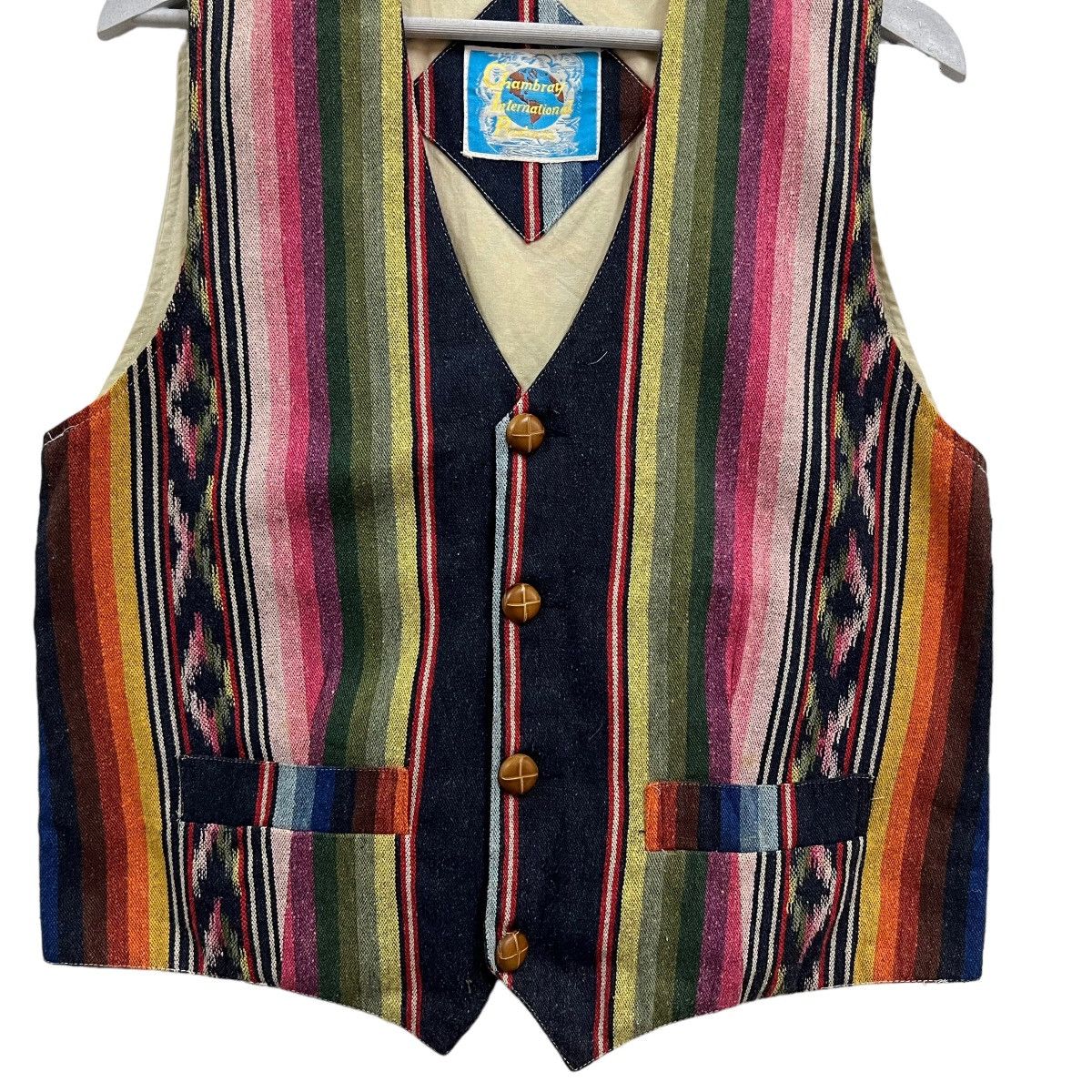 Indigo × Japanese Brand × Toyo Enterprises 💥 CHAMBRAY NAVAJO AZTEC NATIVE MOTIVE INDIGO VEST Size US M / EU 48-50 / 2 - 5 Thumbnail