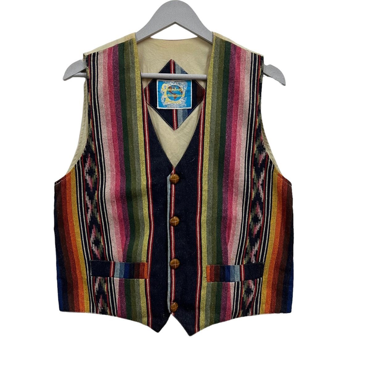 Indigo × Japanese Brand × Toyo Enterprises 💥 CHAMBRAY NAVAJO AZTEC NATIVE MOTIVE INDIGO VEST Size US M / EU 48-50 / 2 - 3 Thumbnail