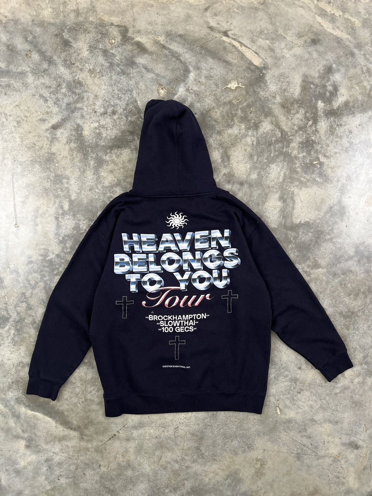 image of Brockhampton Heaven Belongs To You Chrome Album Hoodie XL in Navy, Men's