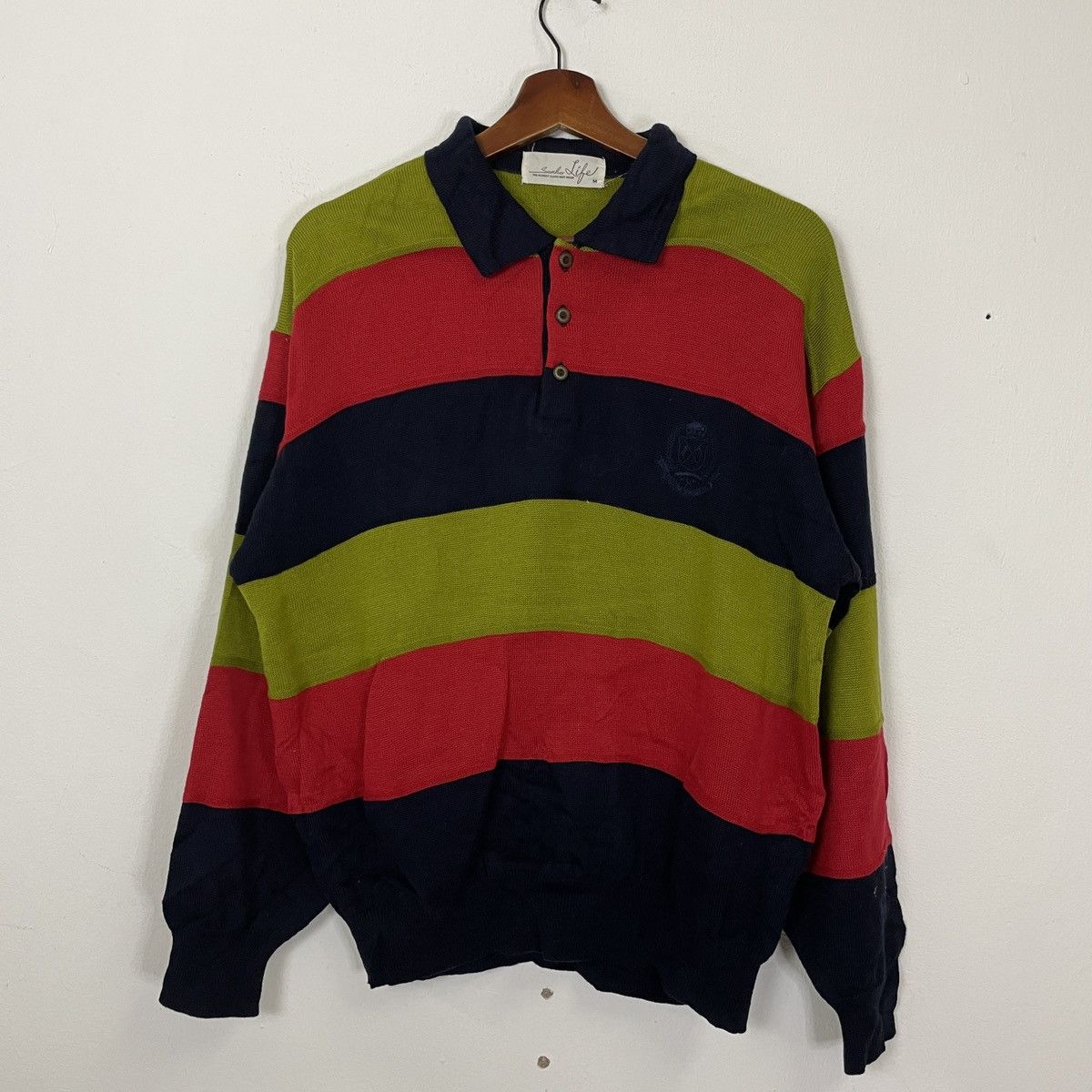 Aran Isles Knitwear Vintage Sanko Life Embroidery Logo Polos Knitwear Size US M / EU 48-50 / 2 - 1 Thumbnail