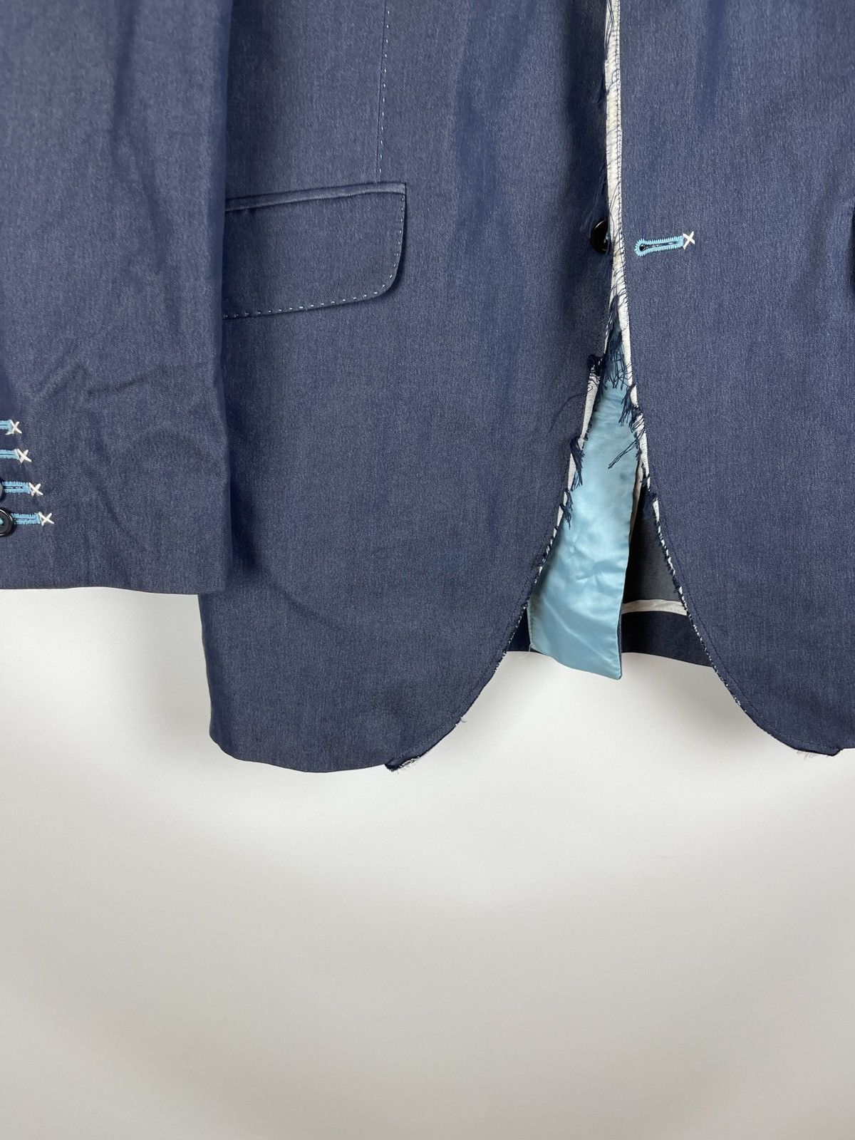 Other Holland Esquire blue denim style 2 button blazer jacket Size 40R - 6 Thumbnail