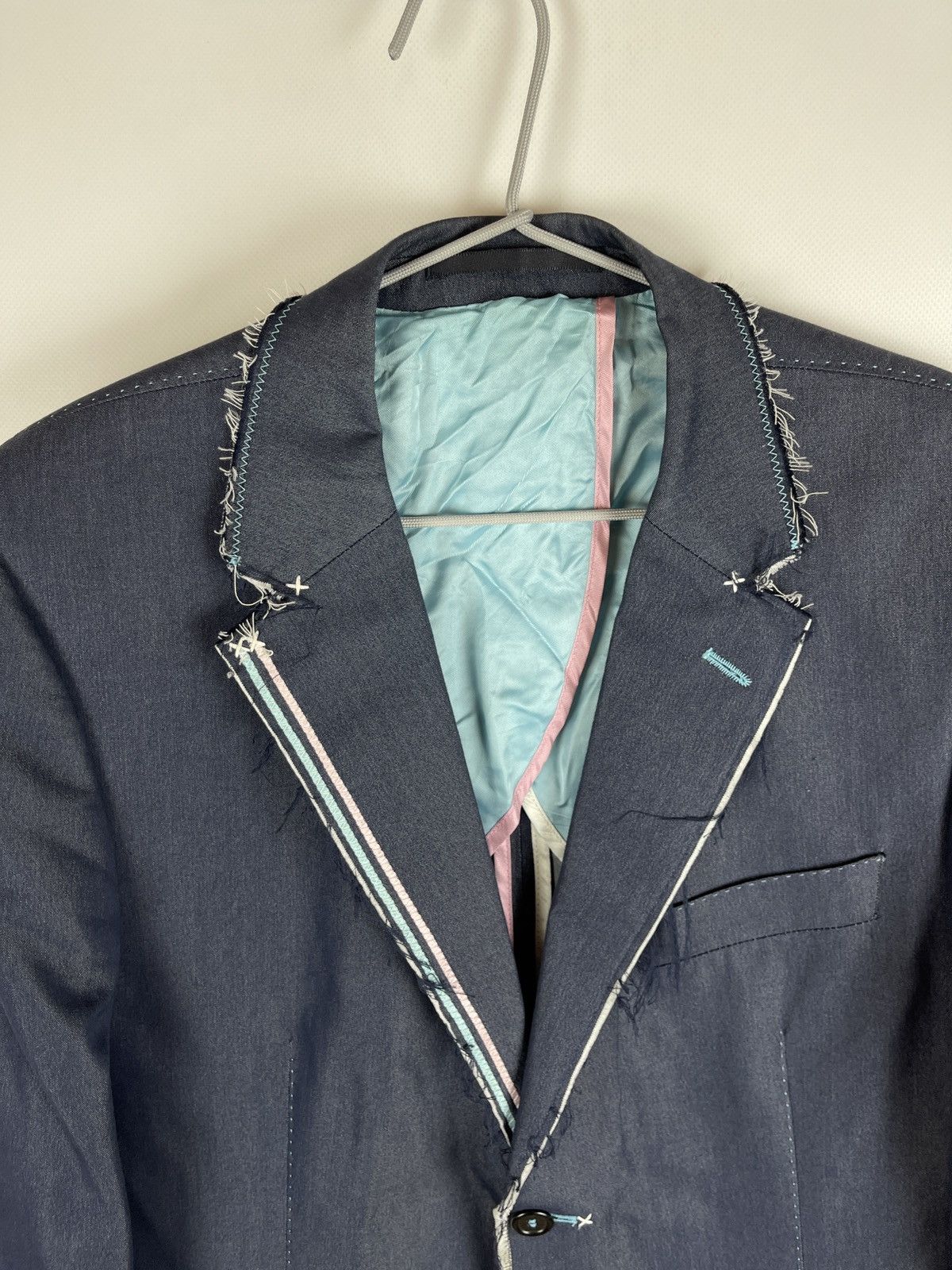 Other Holland Esquire blue denim style 2 button blazer jacket Size 40R - 10 Thumbnail