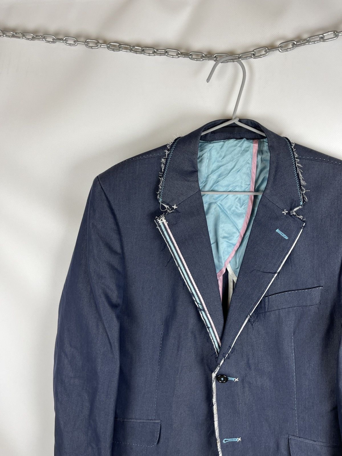 Other Holland Esquire blue denim style 2 button blazer jacket Size 40R - 2 Thumbnail
