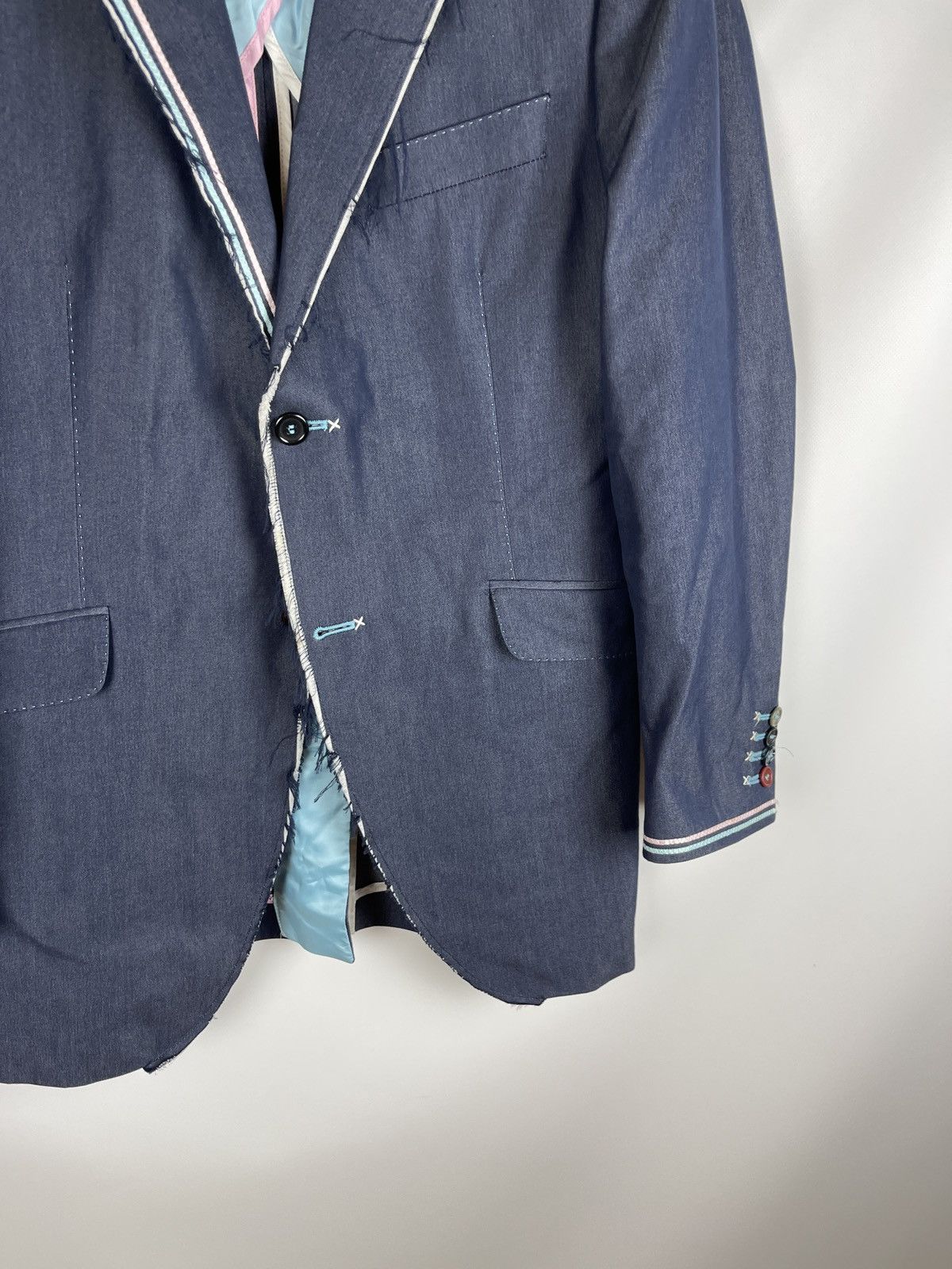 Other Holland Esquire blue denim style 2 button blazer jacket Size 40R - 7 Thumbnail