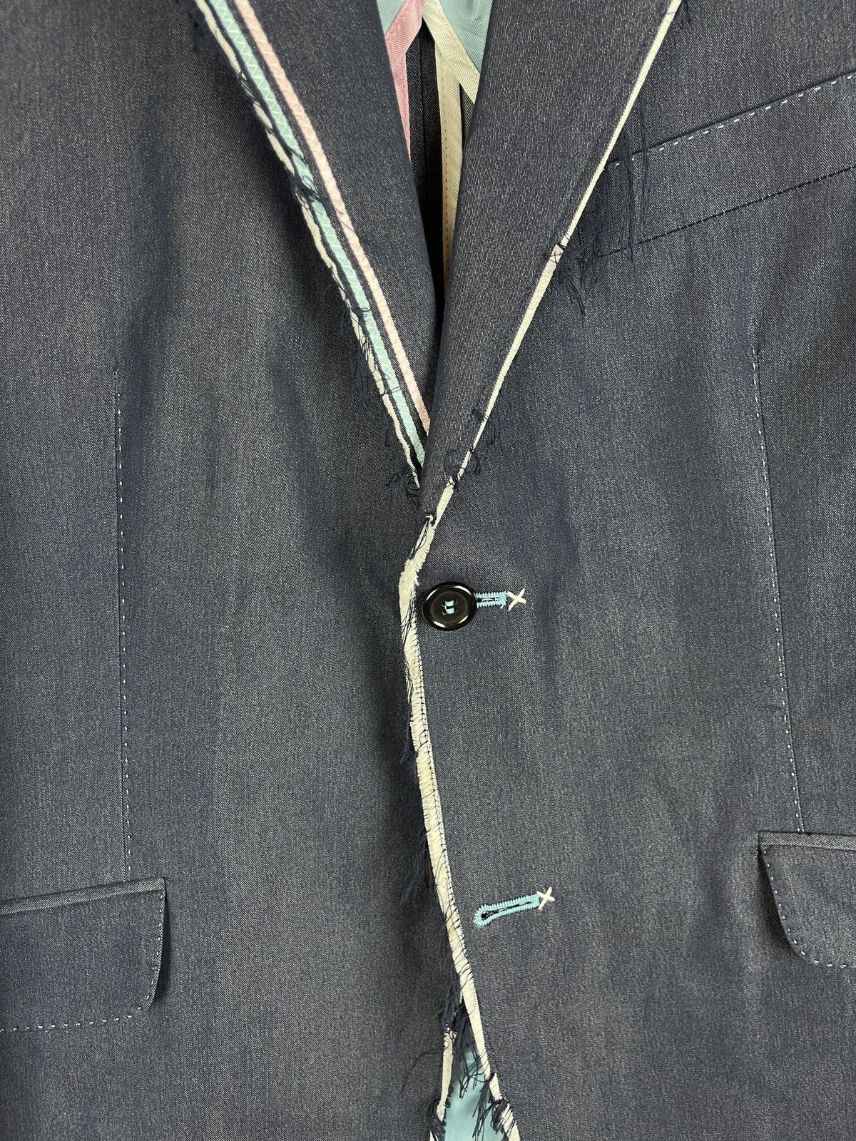 Other Holland Esquire blue denim style 2 button blazer jacket Size 40R - 9 Thumbnail