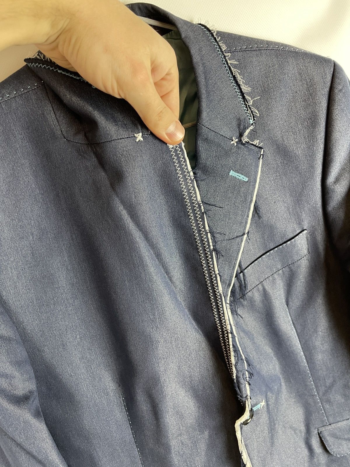 Other Holland Esquire blue denim style 2 button blazer jacket Size 40R - 11 Thumbnail