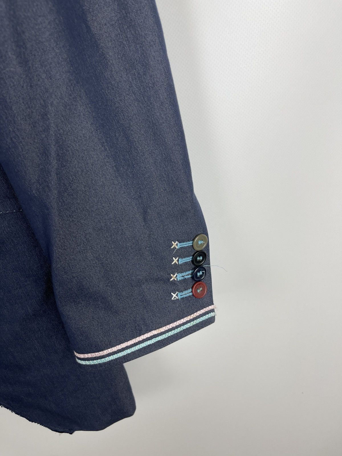 Other Holland Esquire blue denim style 2 button blazer jacket Size 40R - 4 Thumbnail