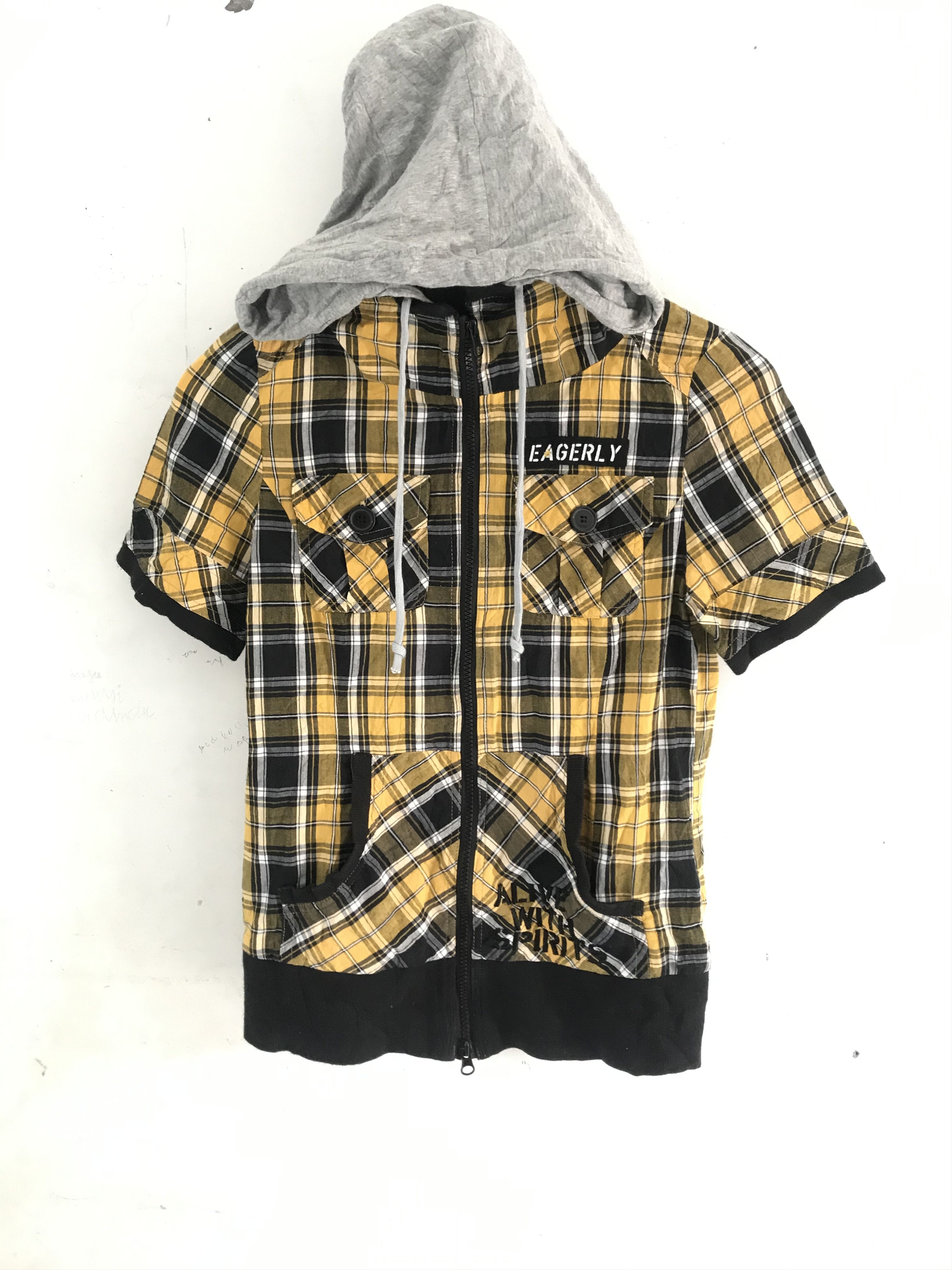 image of Seditionaries Ghost Of Harlem Short Sleeve Hoodie Y2K in Yellow Black, Men's (Size Medium)