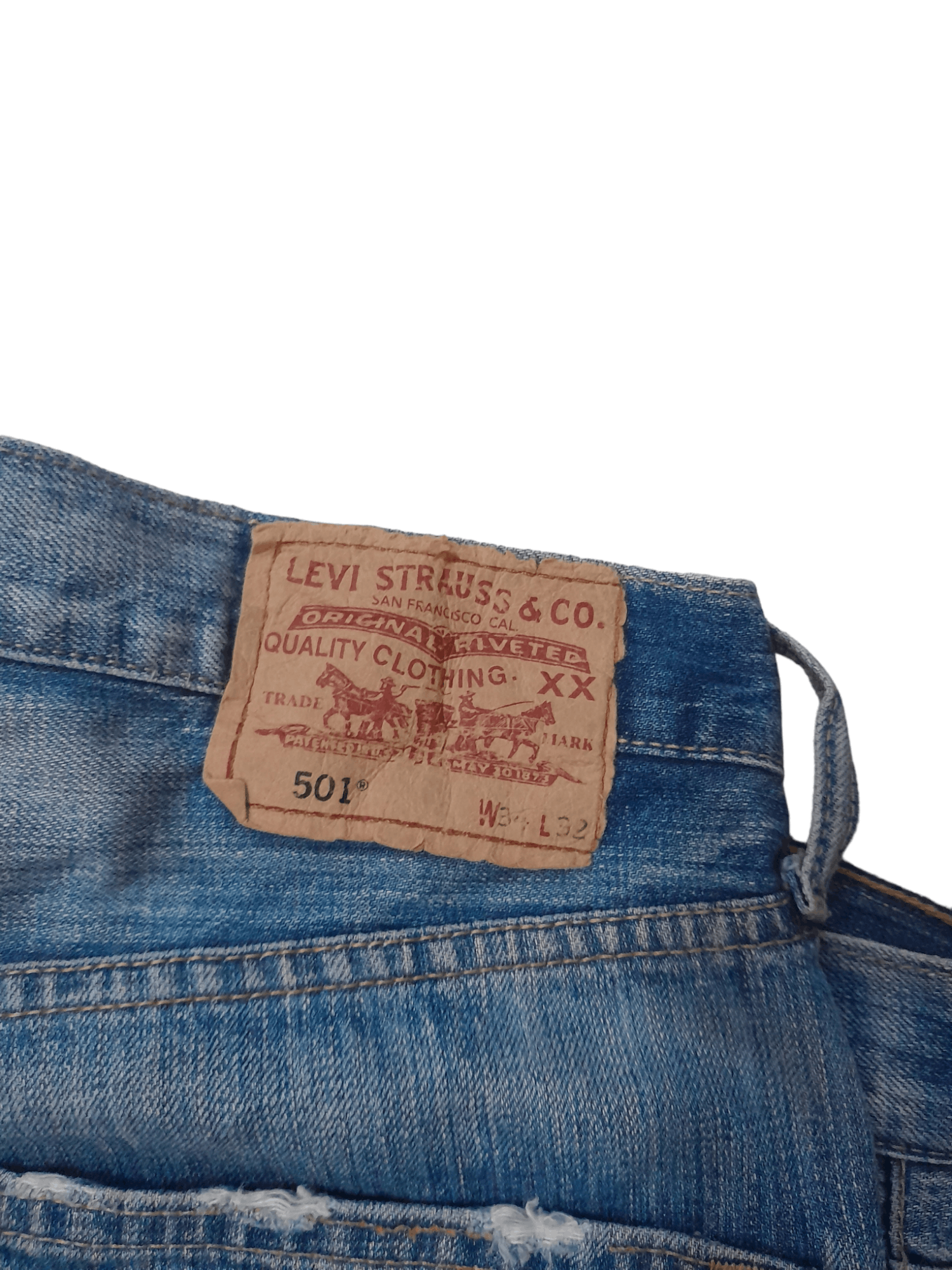 Levi's Vintage Clothing Levis 501 Distressed Denim Japan (E694) Size US 34 / EU 50 - 4 Thumbnail